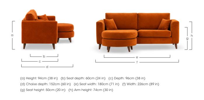 Erin 3 Seater Fabric Sofa with Reversible Chaise End in  on Furniture Village