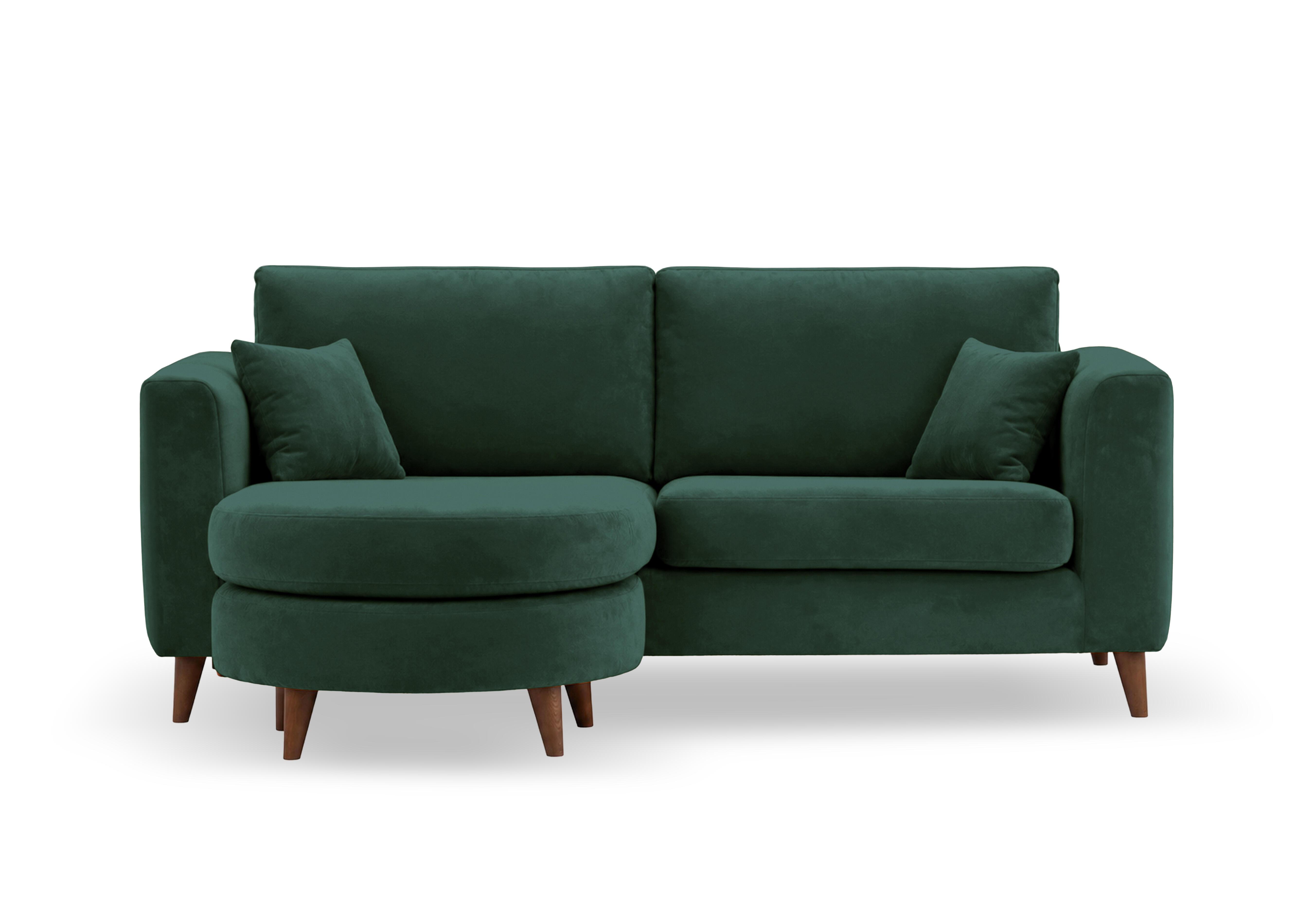 Erin 3 Seater Fabric Sofa with Reversible Chaise End in Tiffany Jungle Green Dk Ft on Furniture Village