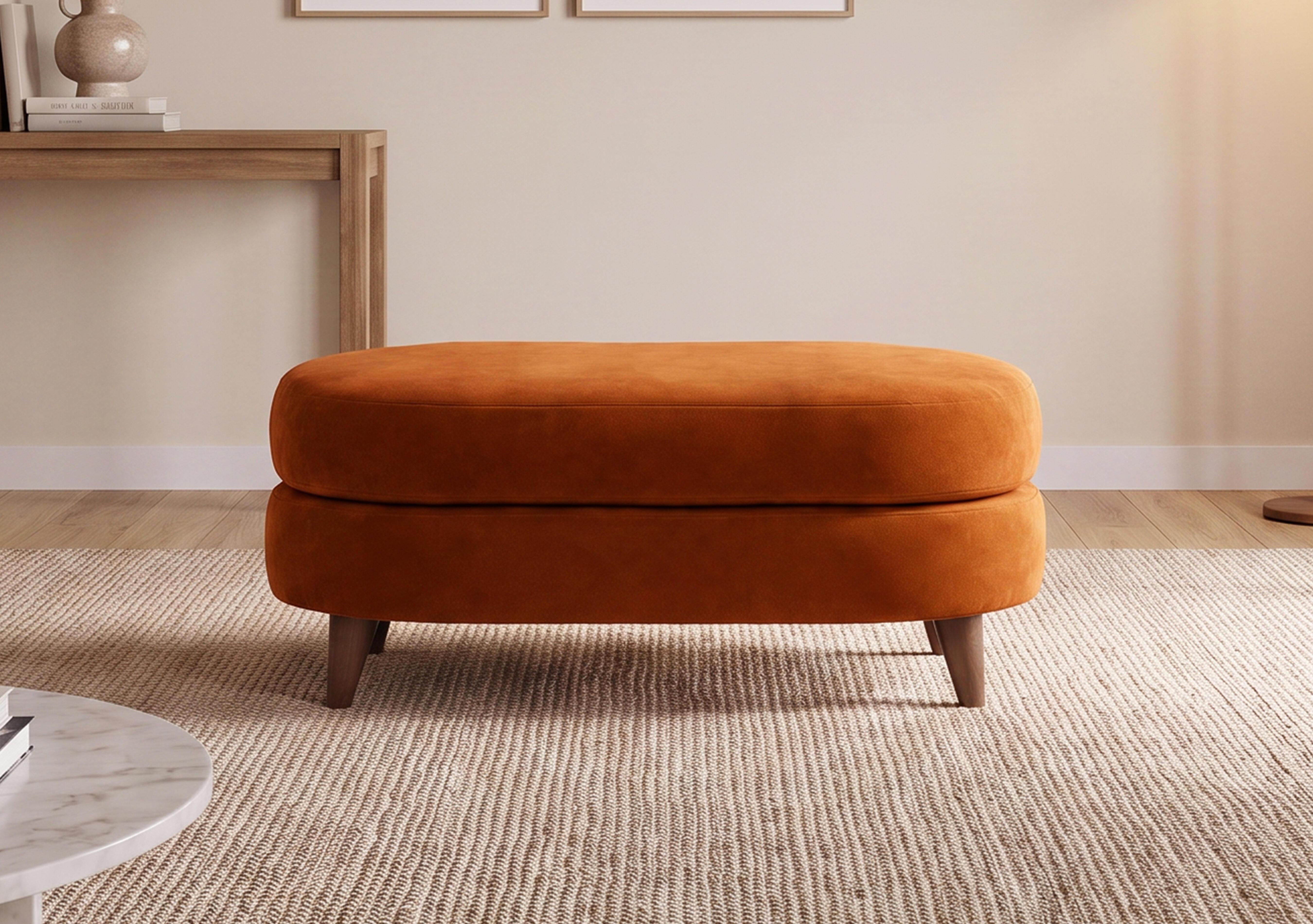 Erin Fabric Oval Footstool in  on Furniture Village