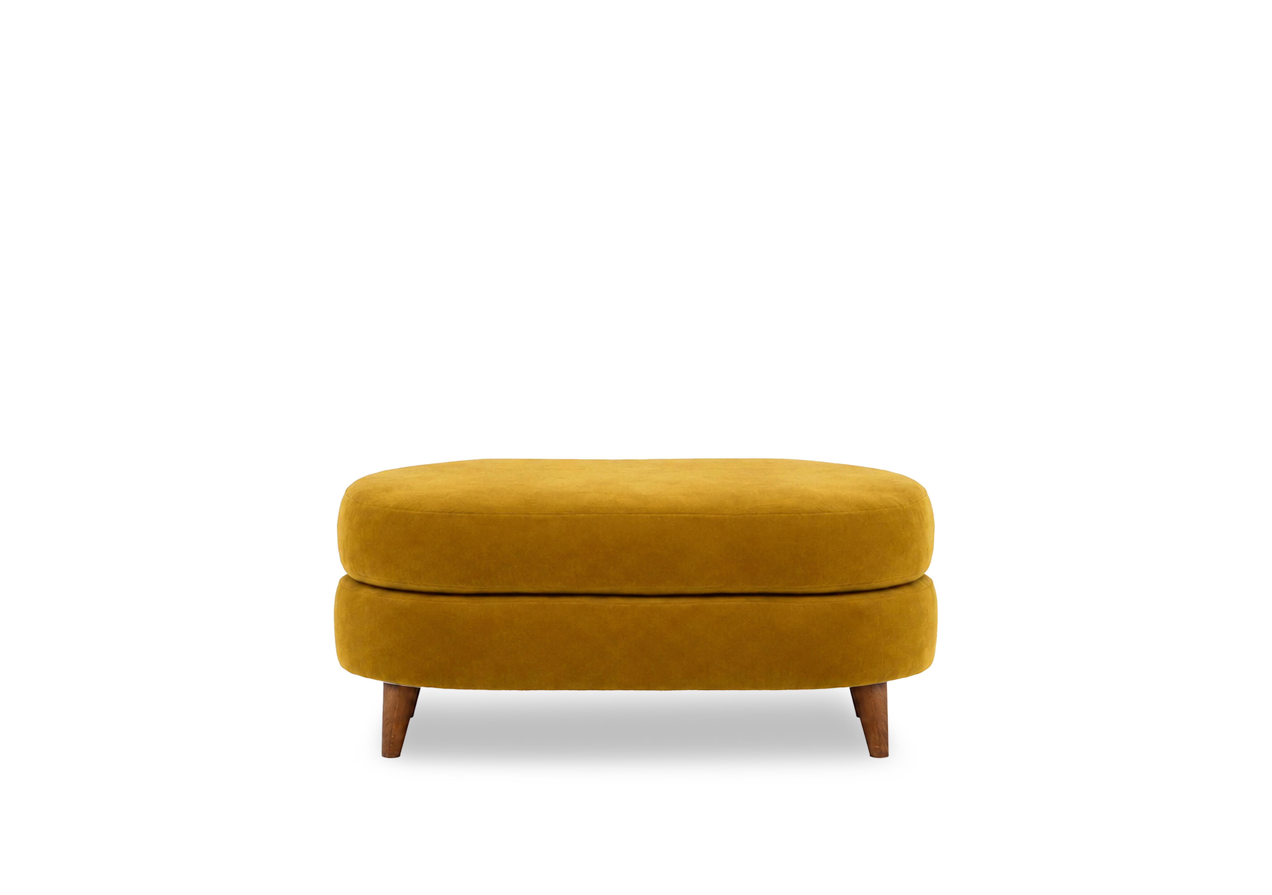 Erin Fabric Oval Footstool in Tiffany Mustard Dk Ft on Furniture Village