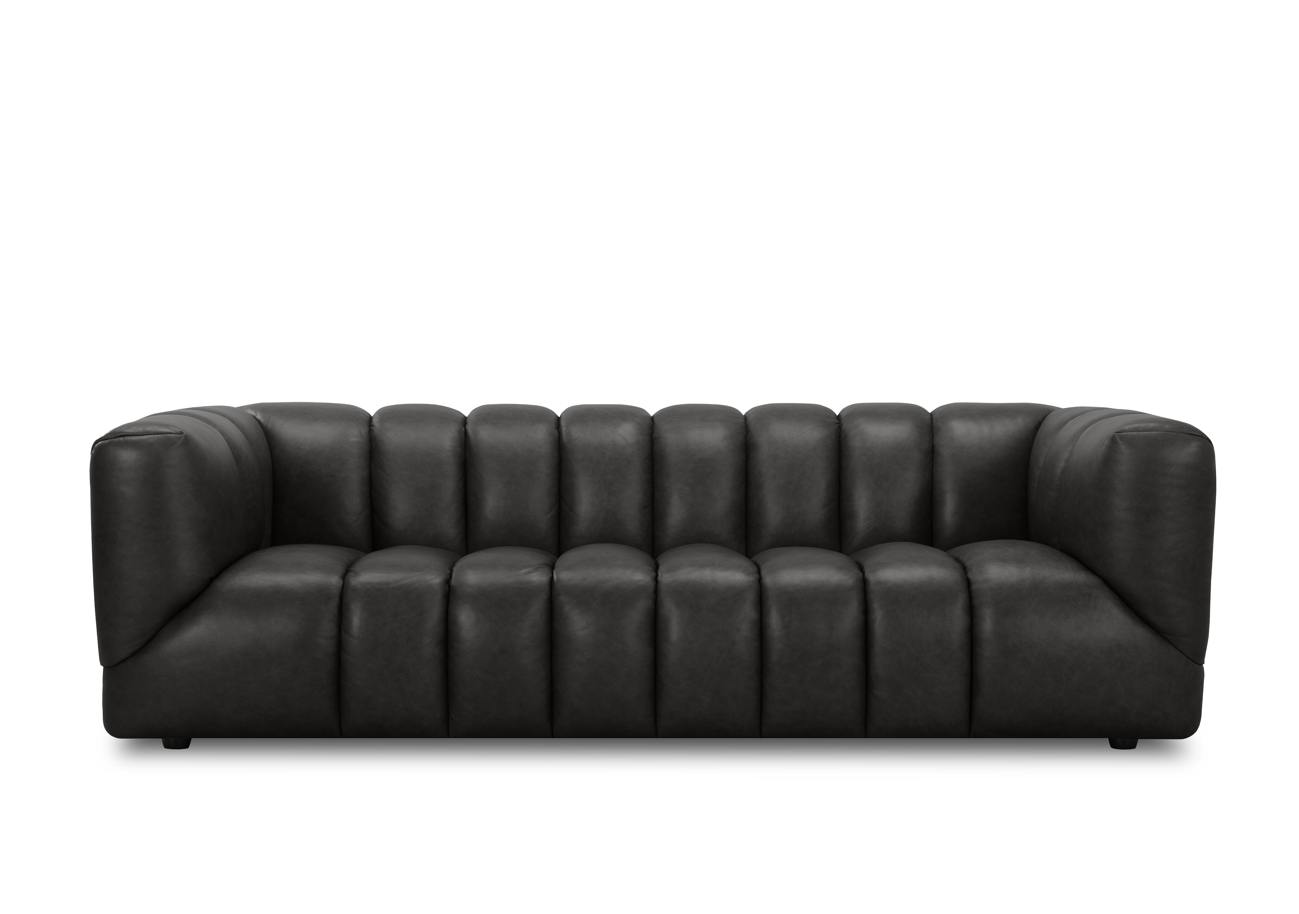 Henna 3 Seater Leather Sofa in Gunmetal H6312 on Furniture Village
