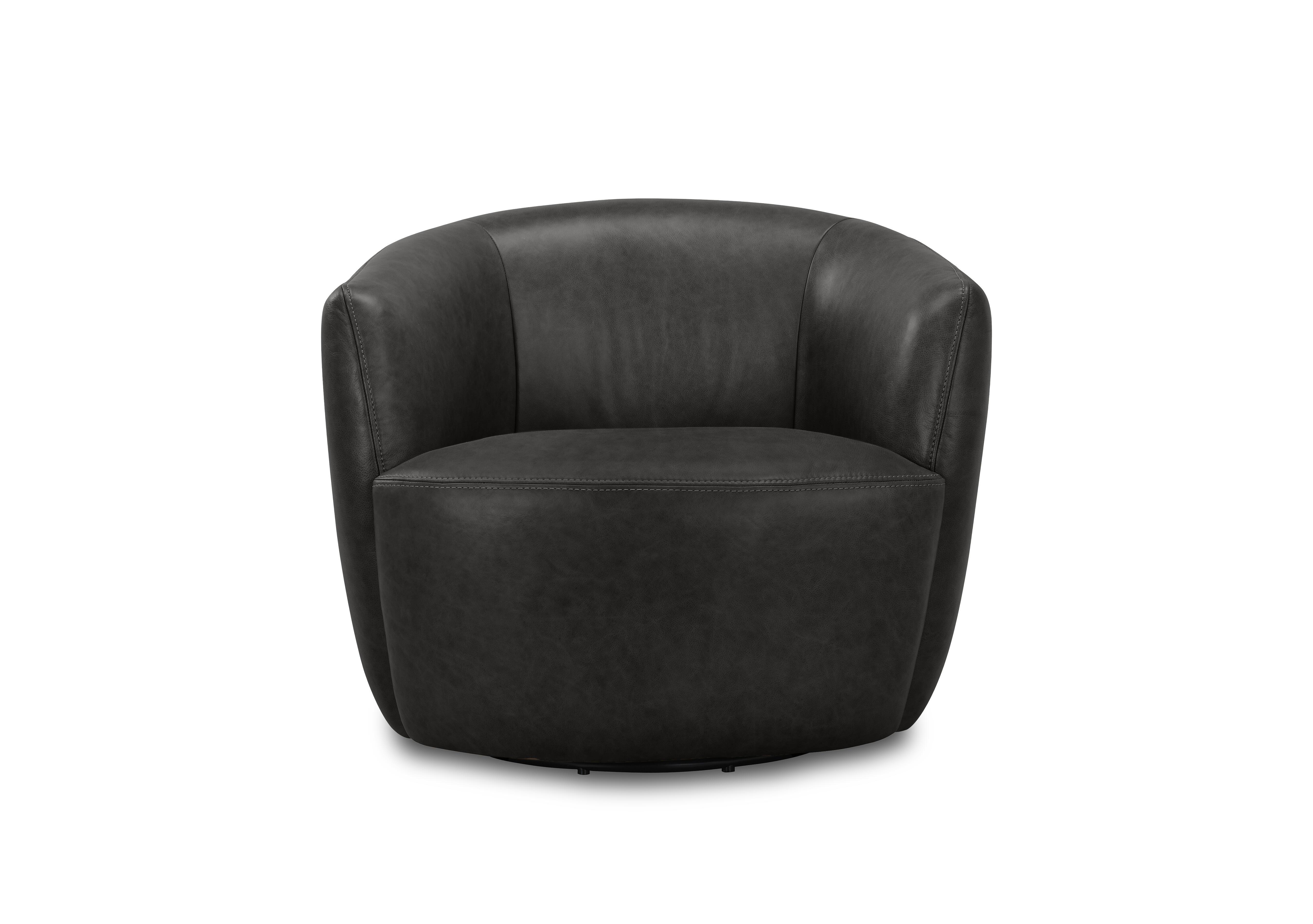 Henna Leather Swivel Accent Chair in Gunmetal H6312 on Furniture Village