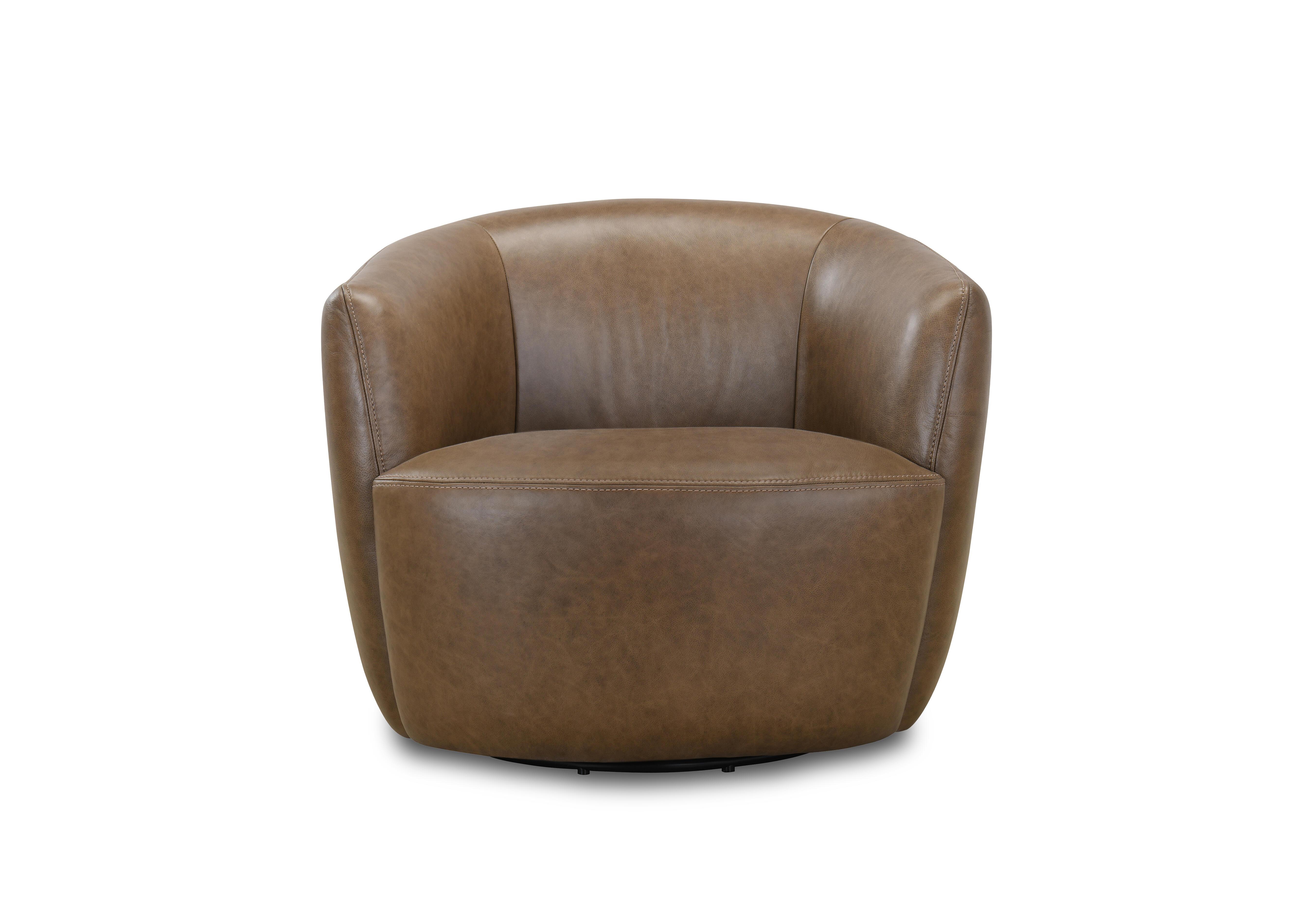 Henna Leather Swivel Accent Chair in Portobello H6313 on Furniture Village