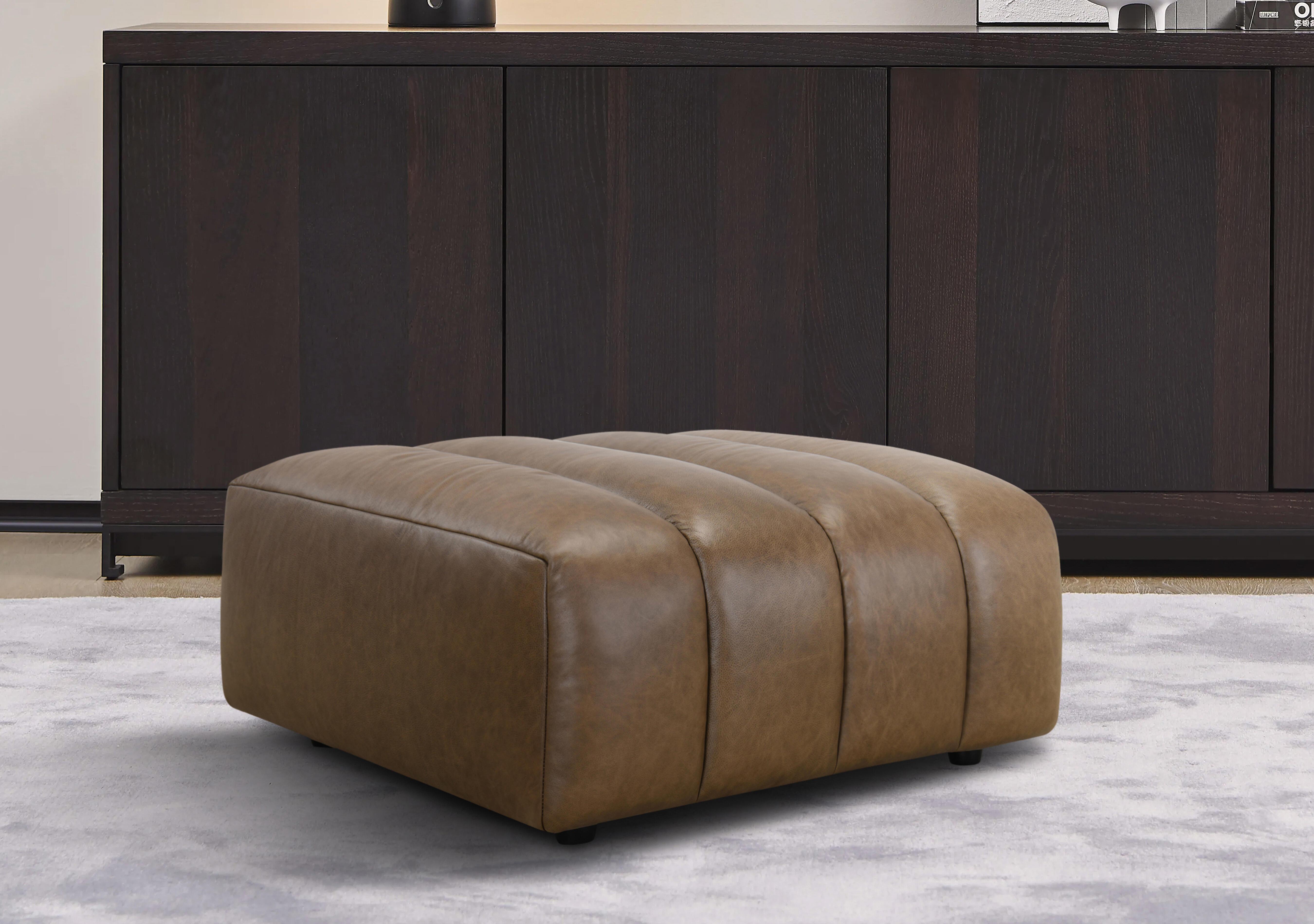 Henna Rectangular Leather Footstool in  on Furniture Village