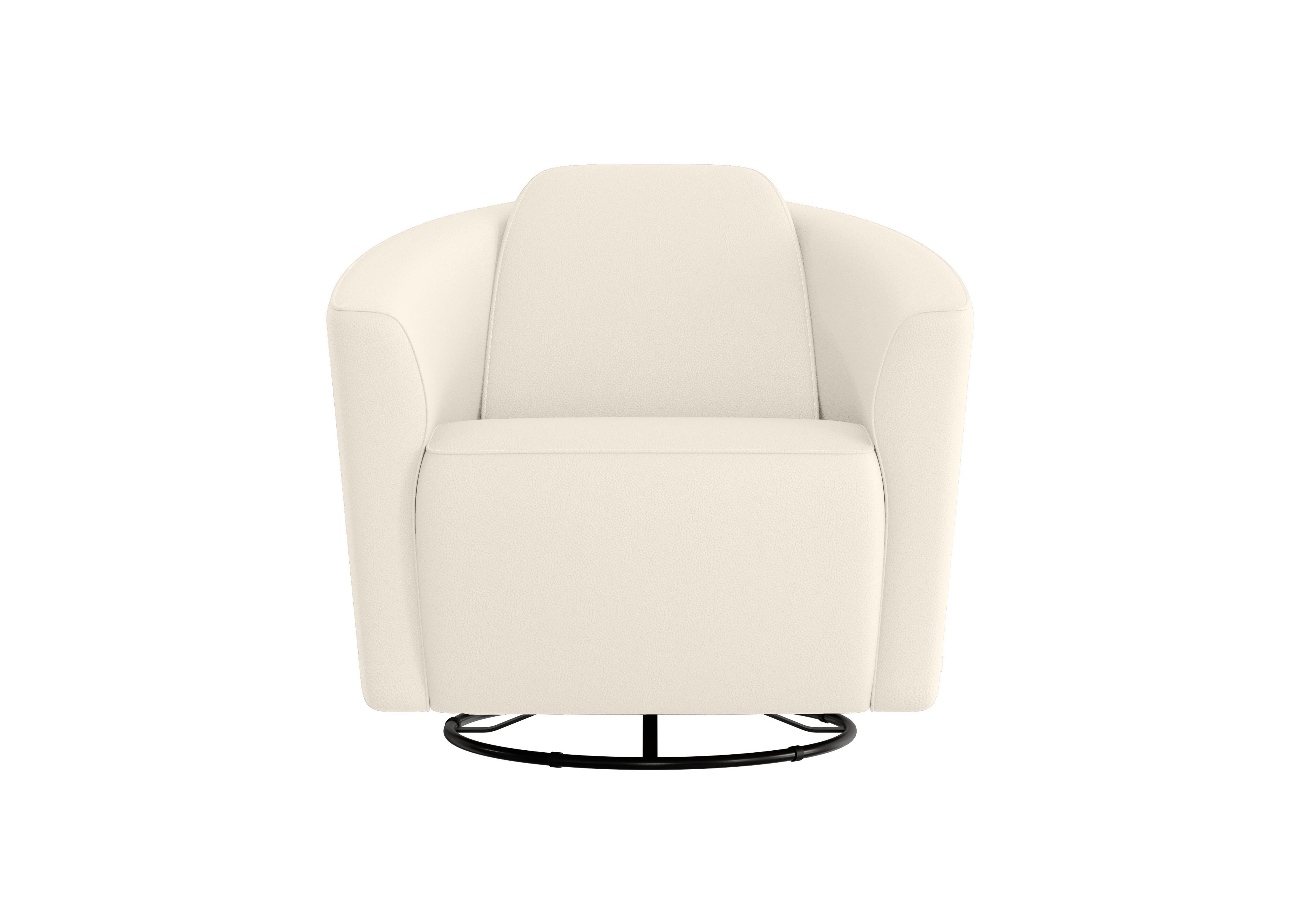 Ketty Leather Swivel Chair in Torello Bianco Puro 370 on Furniture Village