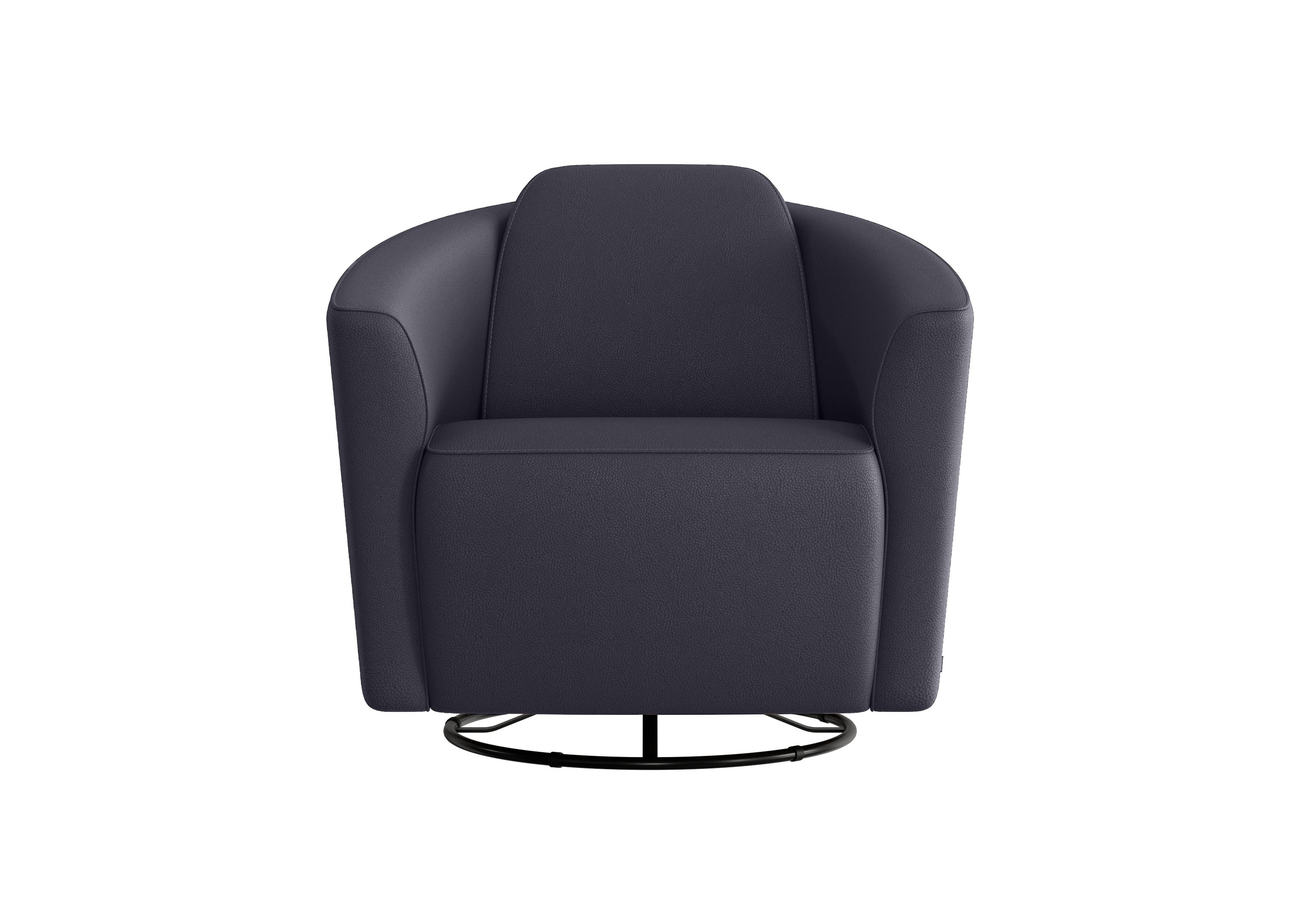 Ketty Leather Swivel Chair in Torello Blu 81 on Furniture Village