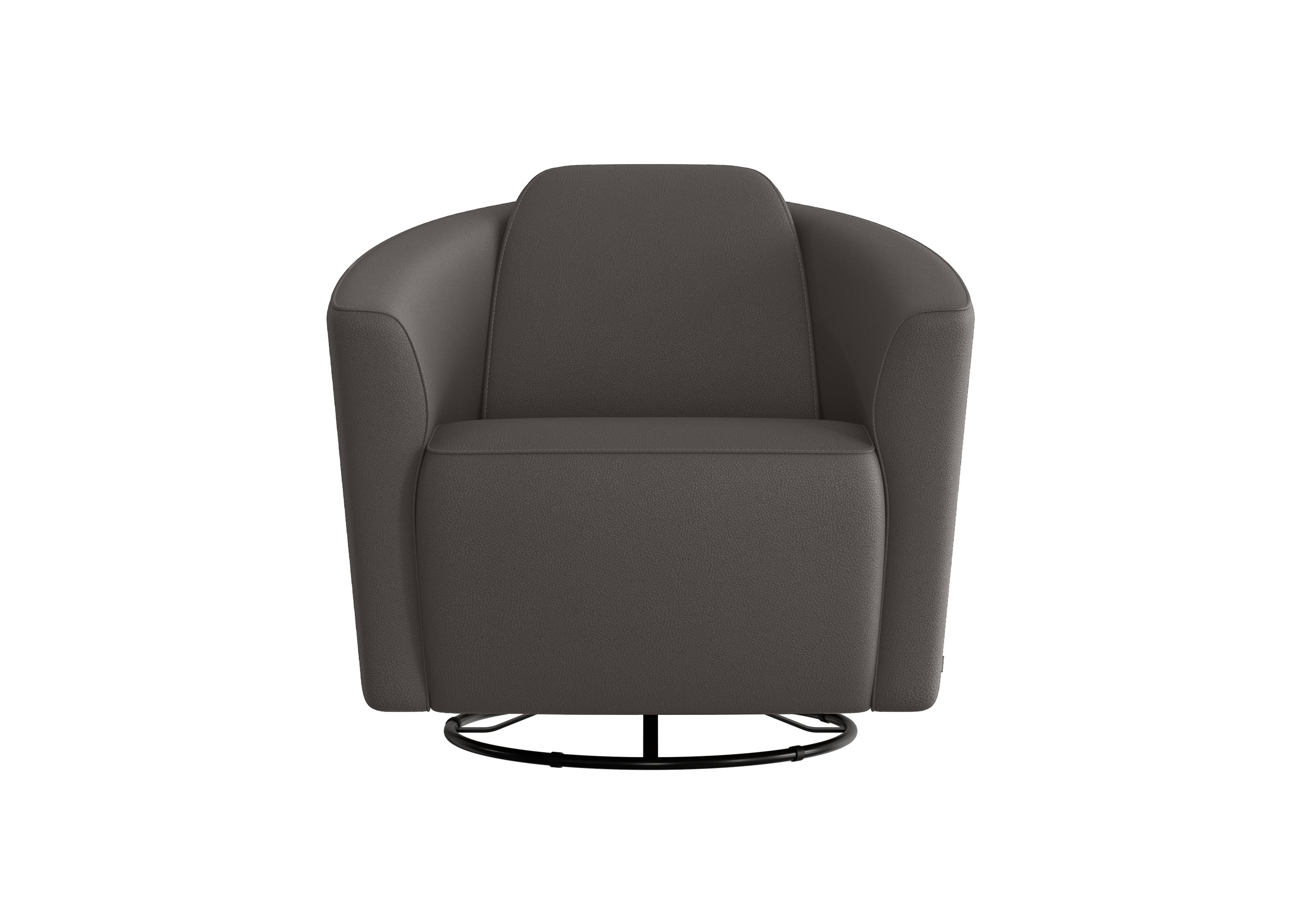 Ketty Leather Swivel Chair in Torello Grigio Scuro 327 on Furniture Village