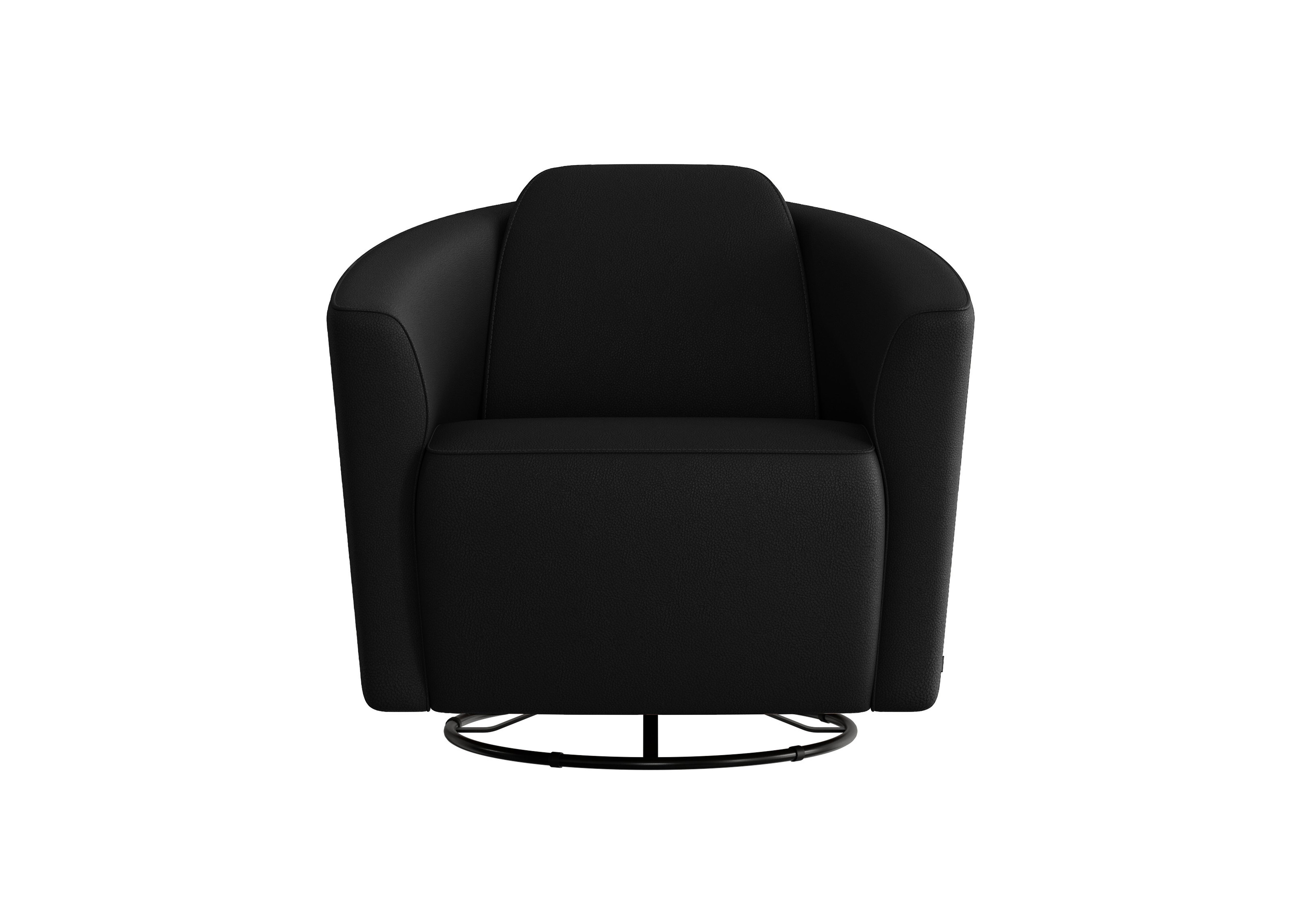 Ketty Leather Swivel Chair in Torello Nero 71 on Furniture Village
