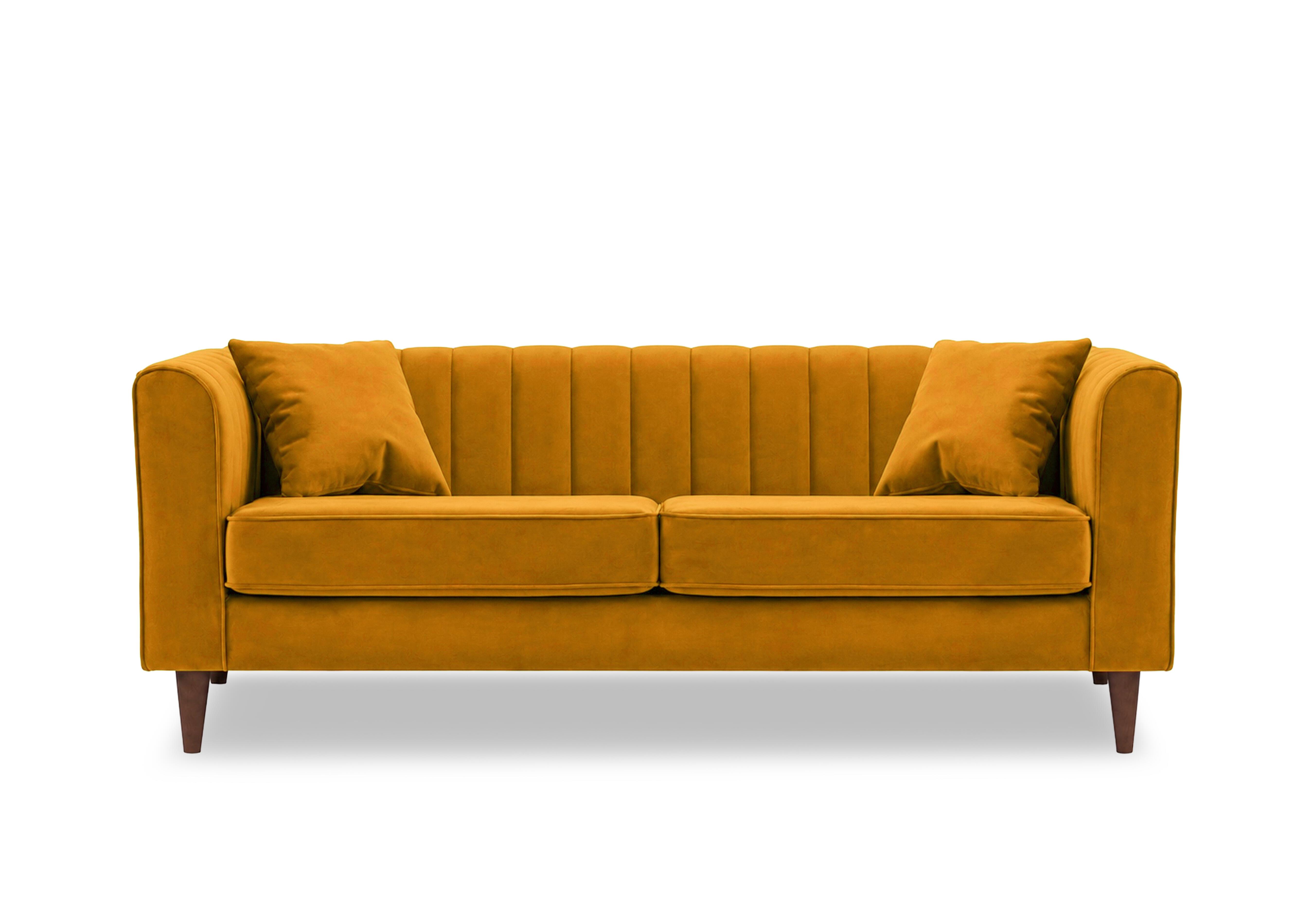 Margo 3 Seater Fabric Sofa in Tiffany Mustard Dk Ft on Furniture Village