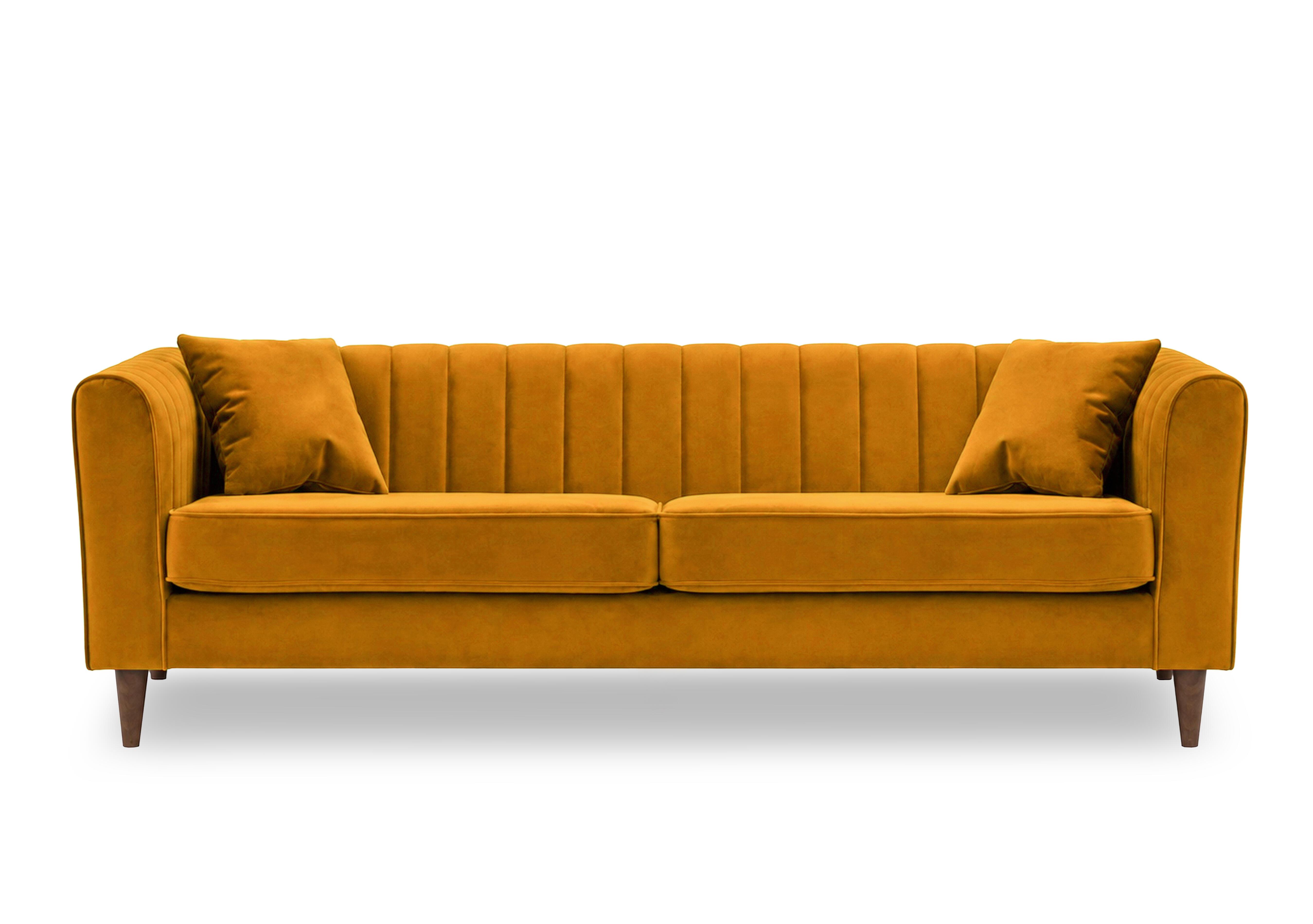 Margo 4 Seater Fabric Sofa in Tiffany Mustard Dk Ft on Furniture Village