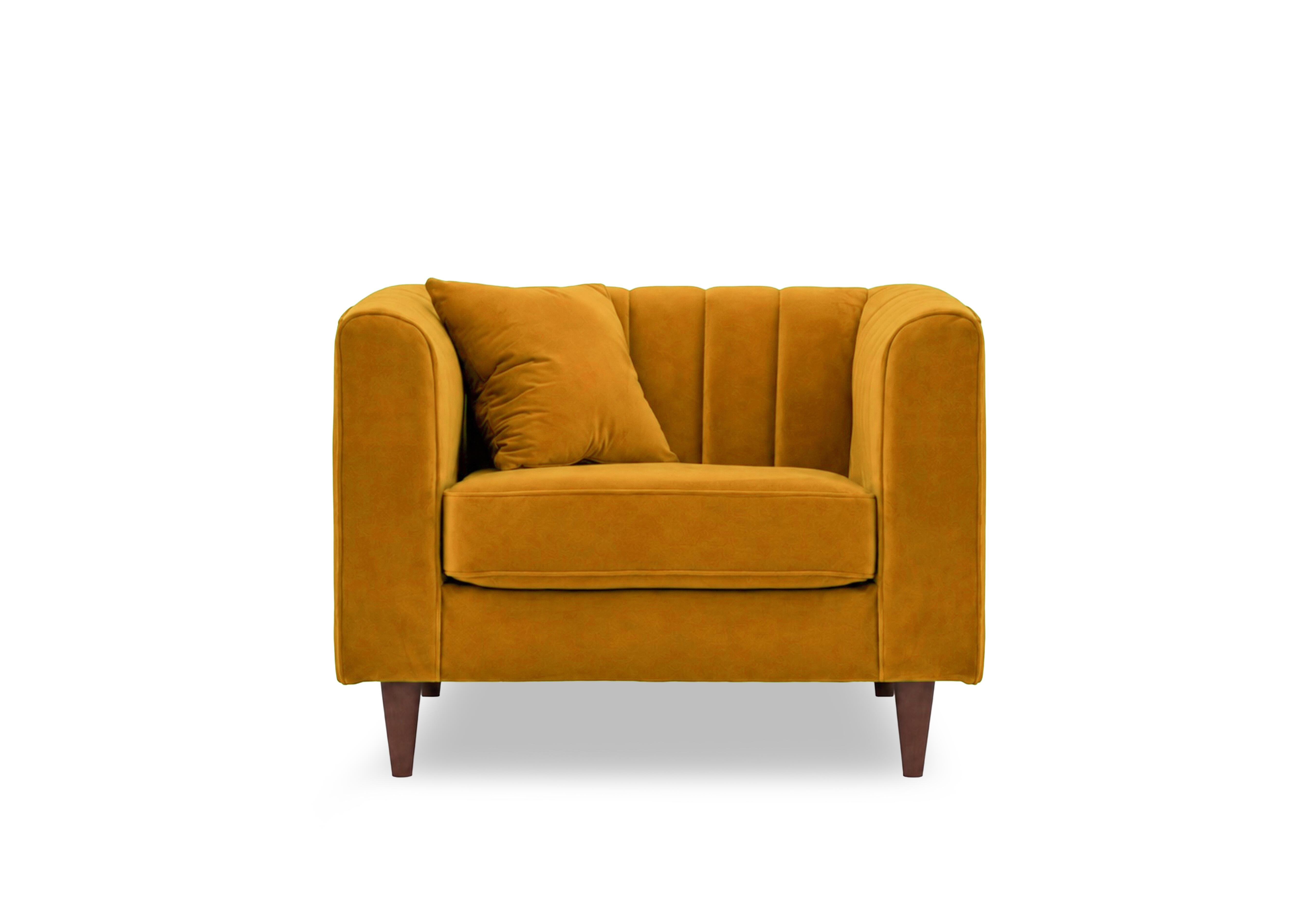 Margo Fabric Armchair in Tiffany Mustard Dk Ft on Furniture Village