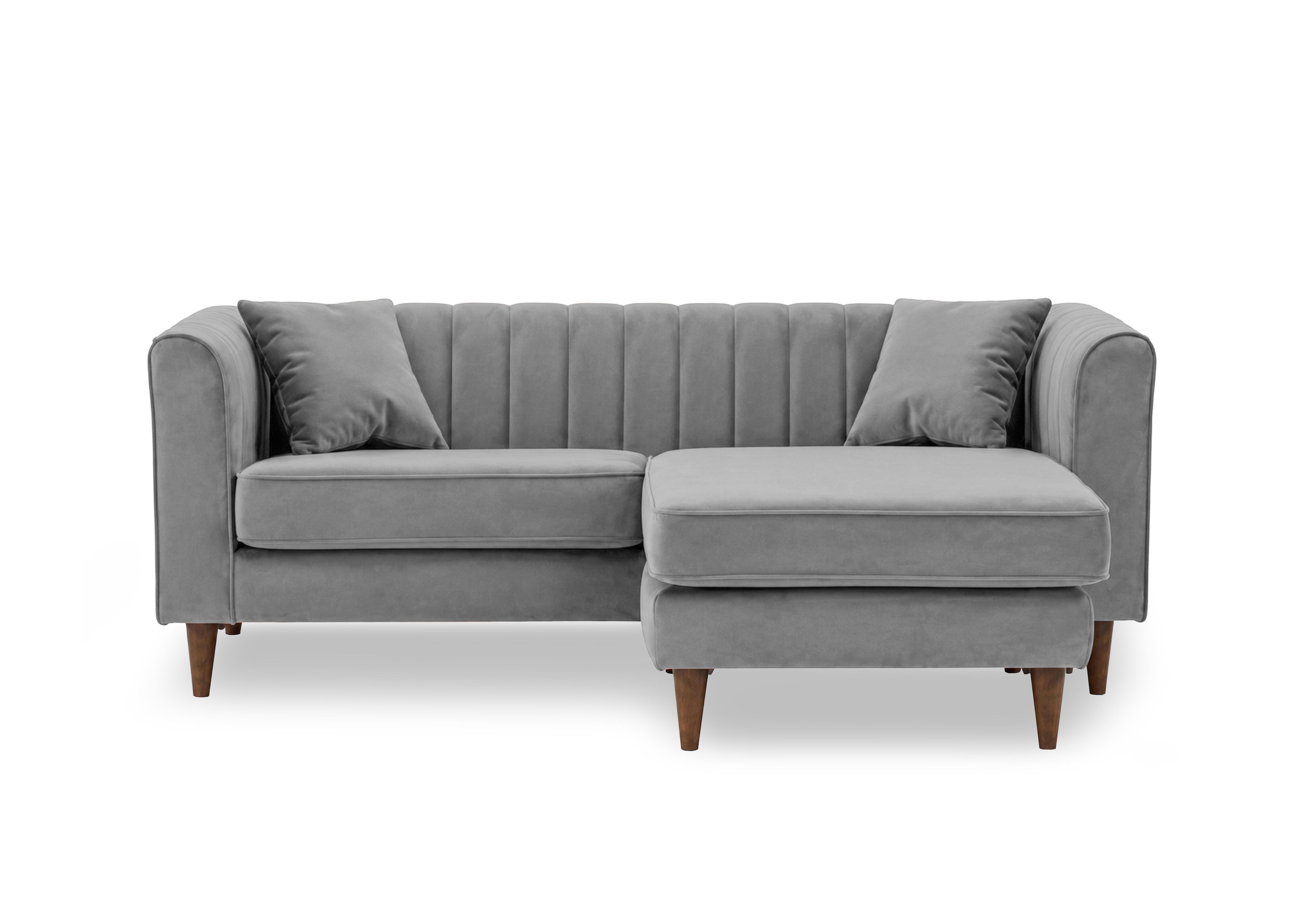 Margo 3 Seater Sofa Fabric with Reversible Chaise End in Tiffany Grey Dk Ft on Furniture Village