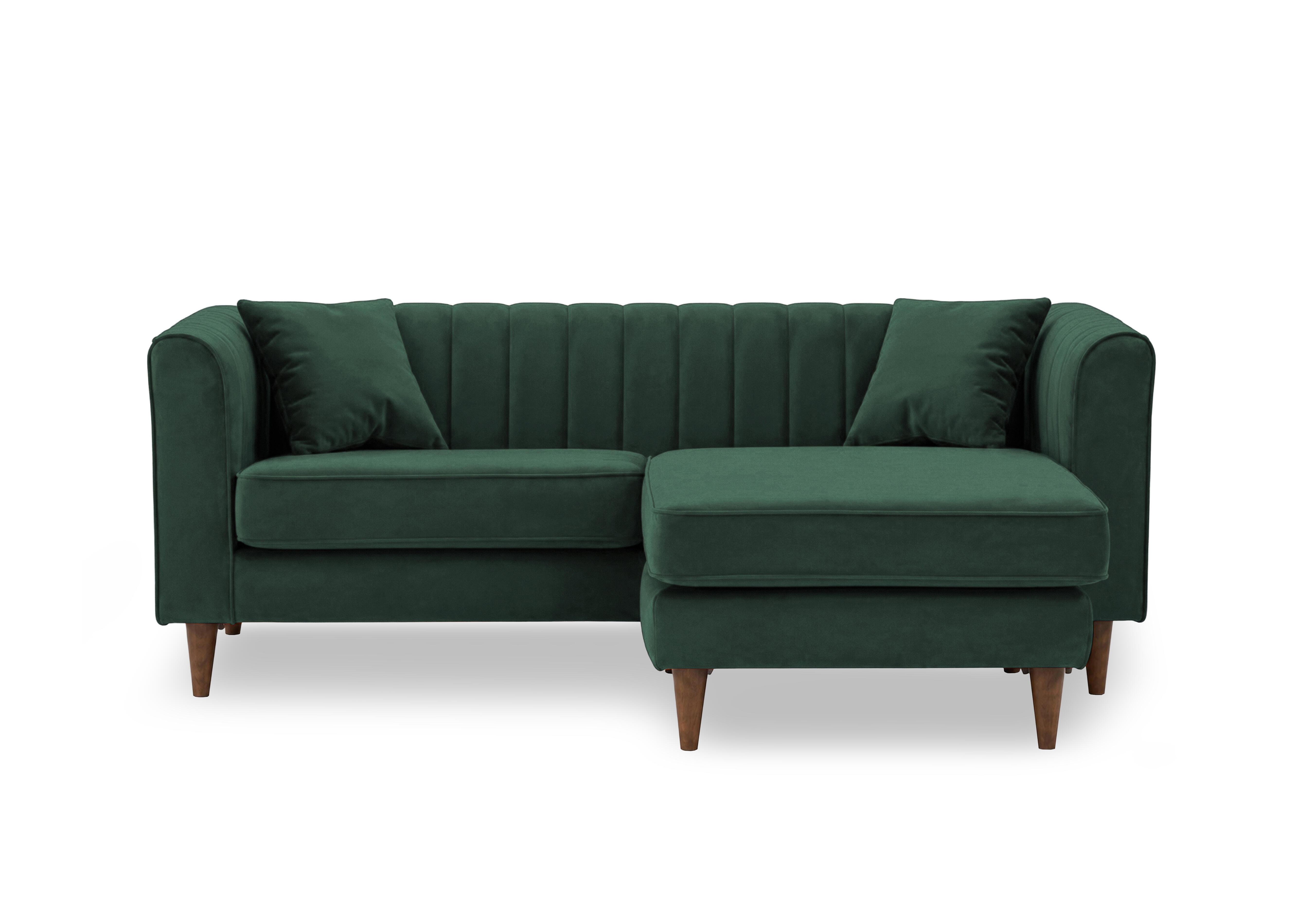 Margo 3 Seater Sofa Fabric with Reversible Chaise End in Tiffany Jungle Green Dk Ft on Furniture Village