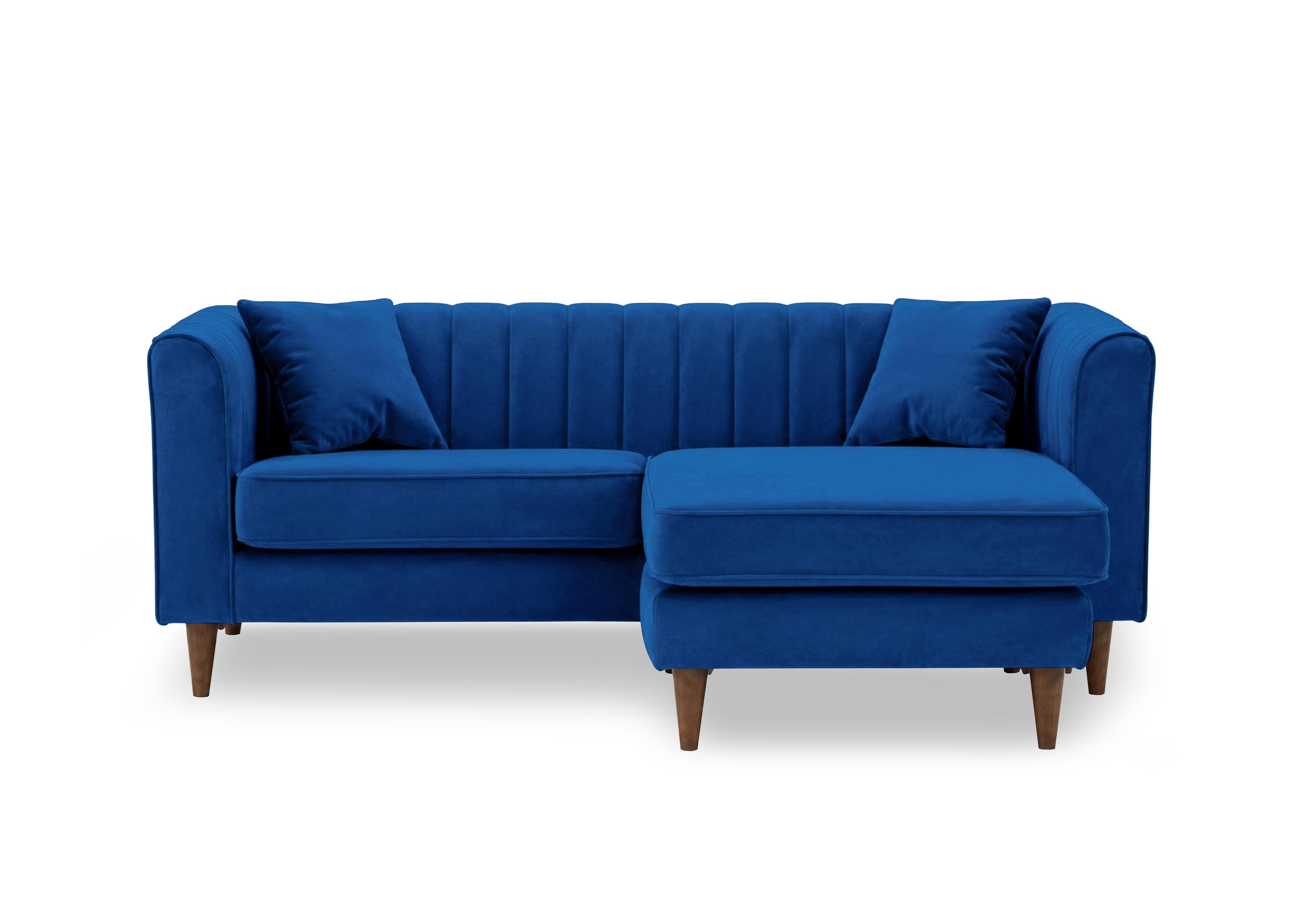 Margo 3 Seater Sofa Fabric with Reversible Chaise End in Tiffany Navy Dk Ft on Furniture Village