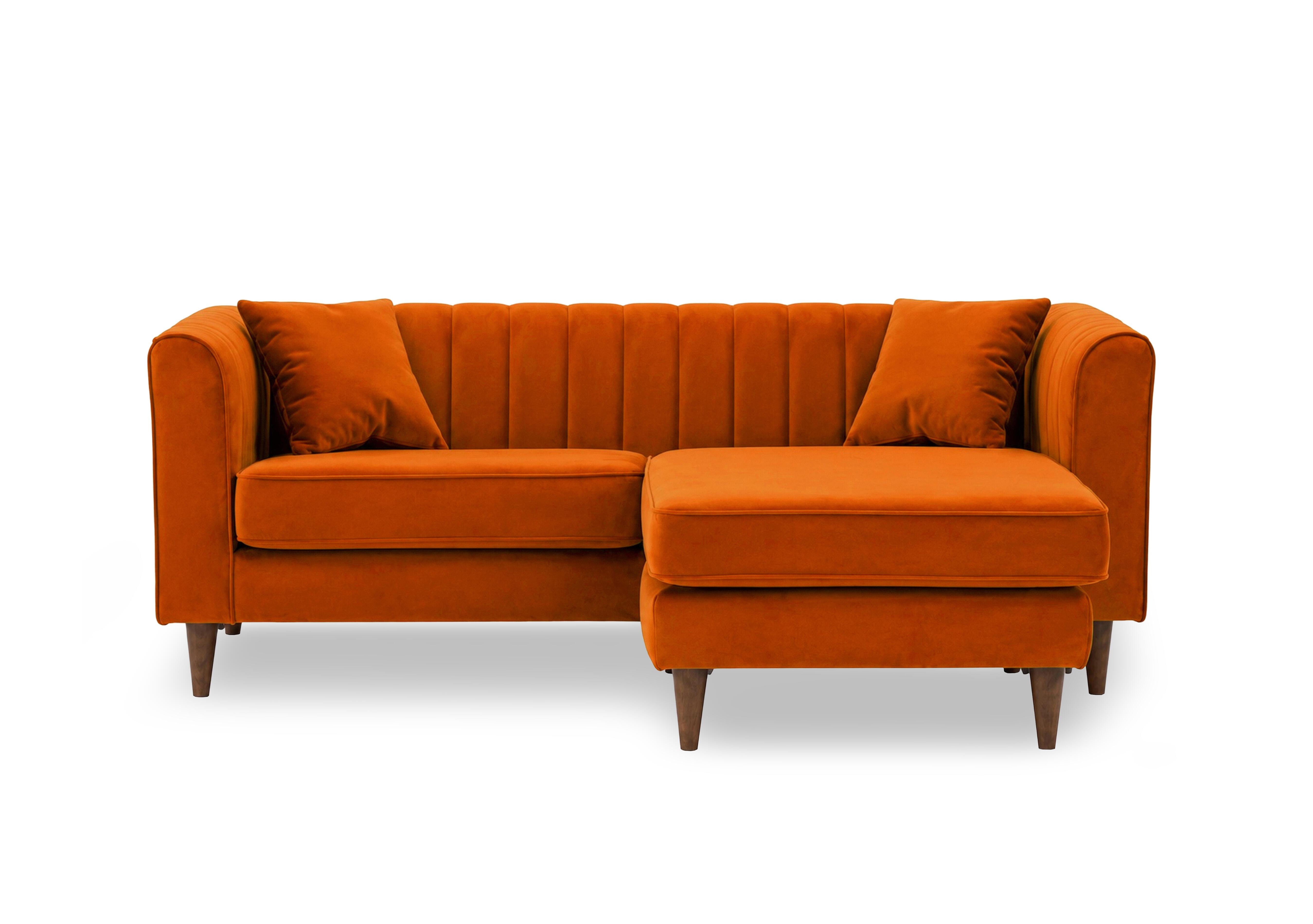 Margo 3 Seater Sofa Fabric with Reversible Chaise End in Tiffany Rust Dk Ft on Furniture Village
