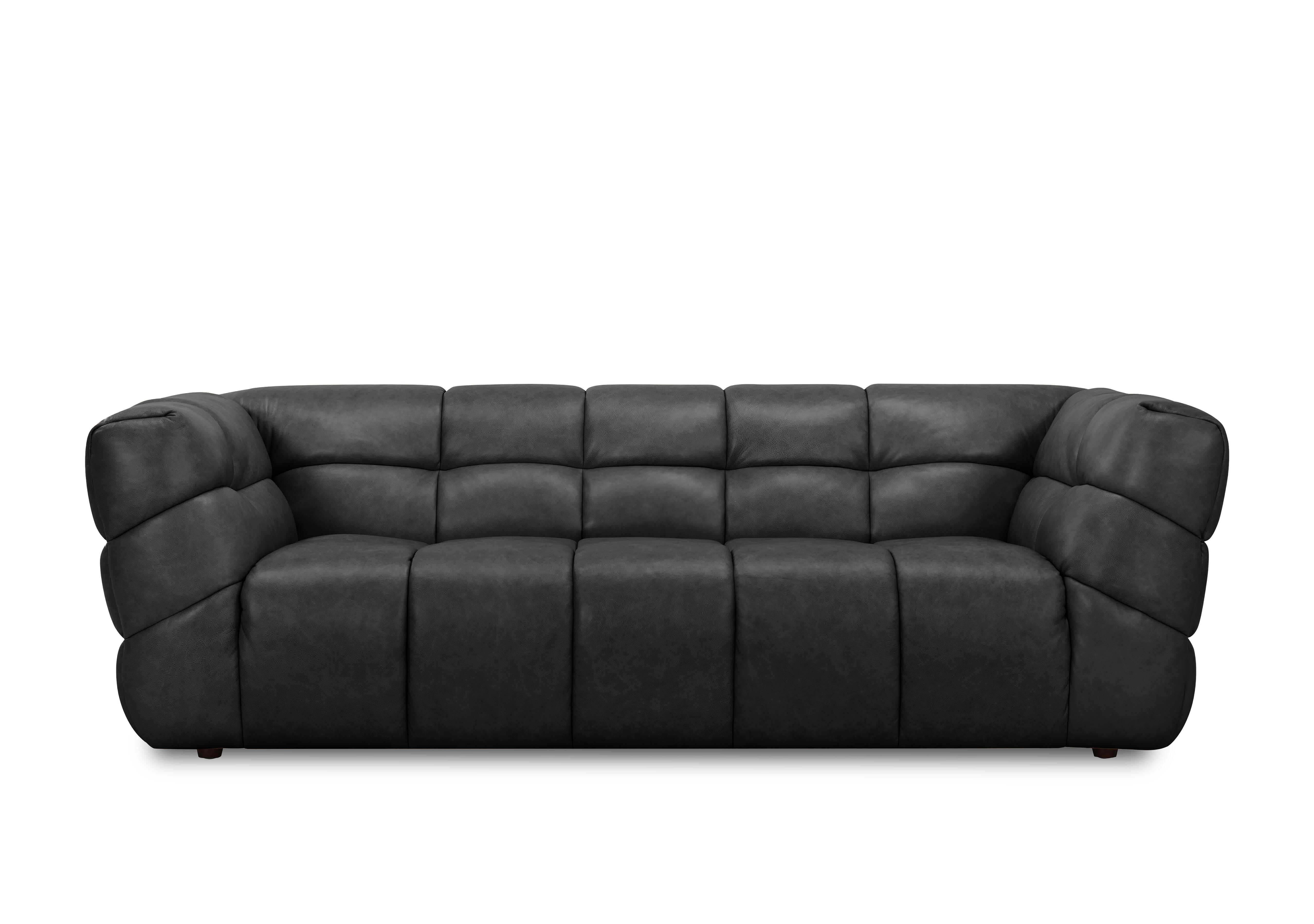 Mellow 3 Seater Leather Sofa in Gunmetal H6312 on Furniture Village