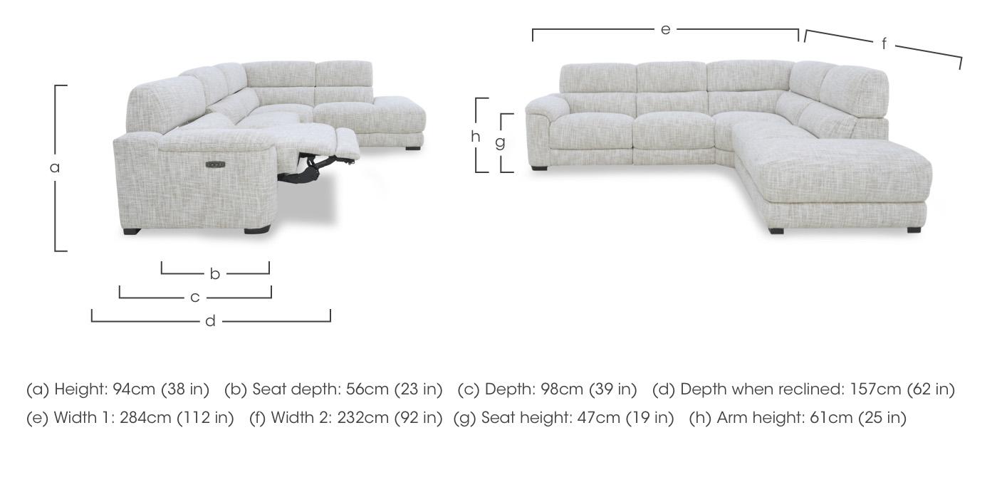 Nova Fabric Power Recliner Storage Chaise End Corner Sofa with Power Headrests in  on Furniture Village