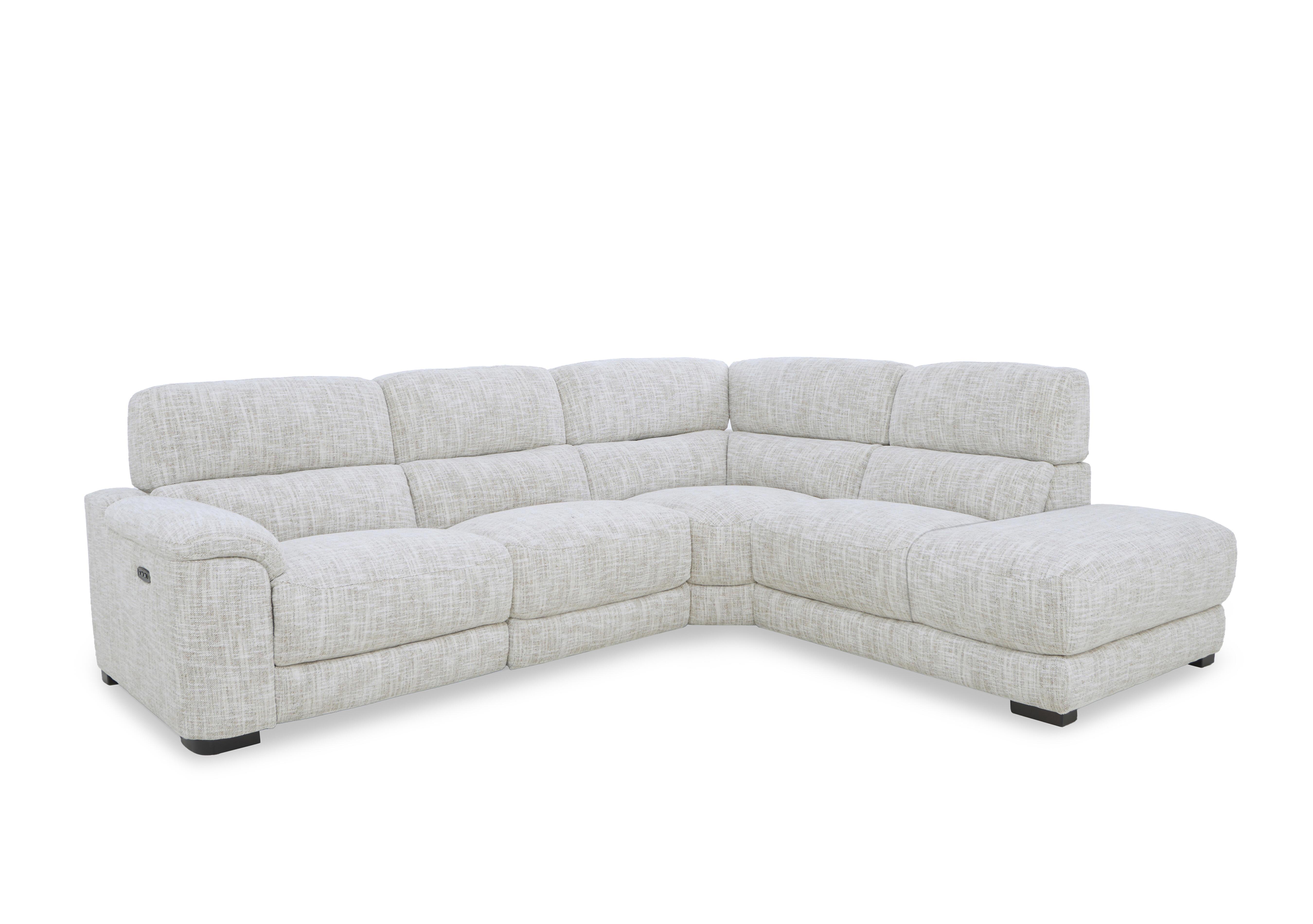 Nova Fabric Power Recliner Storage Chaise End Corner Sofa with Power Headrests in Fab-Mga-R04 Beige on Furniture Village