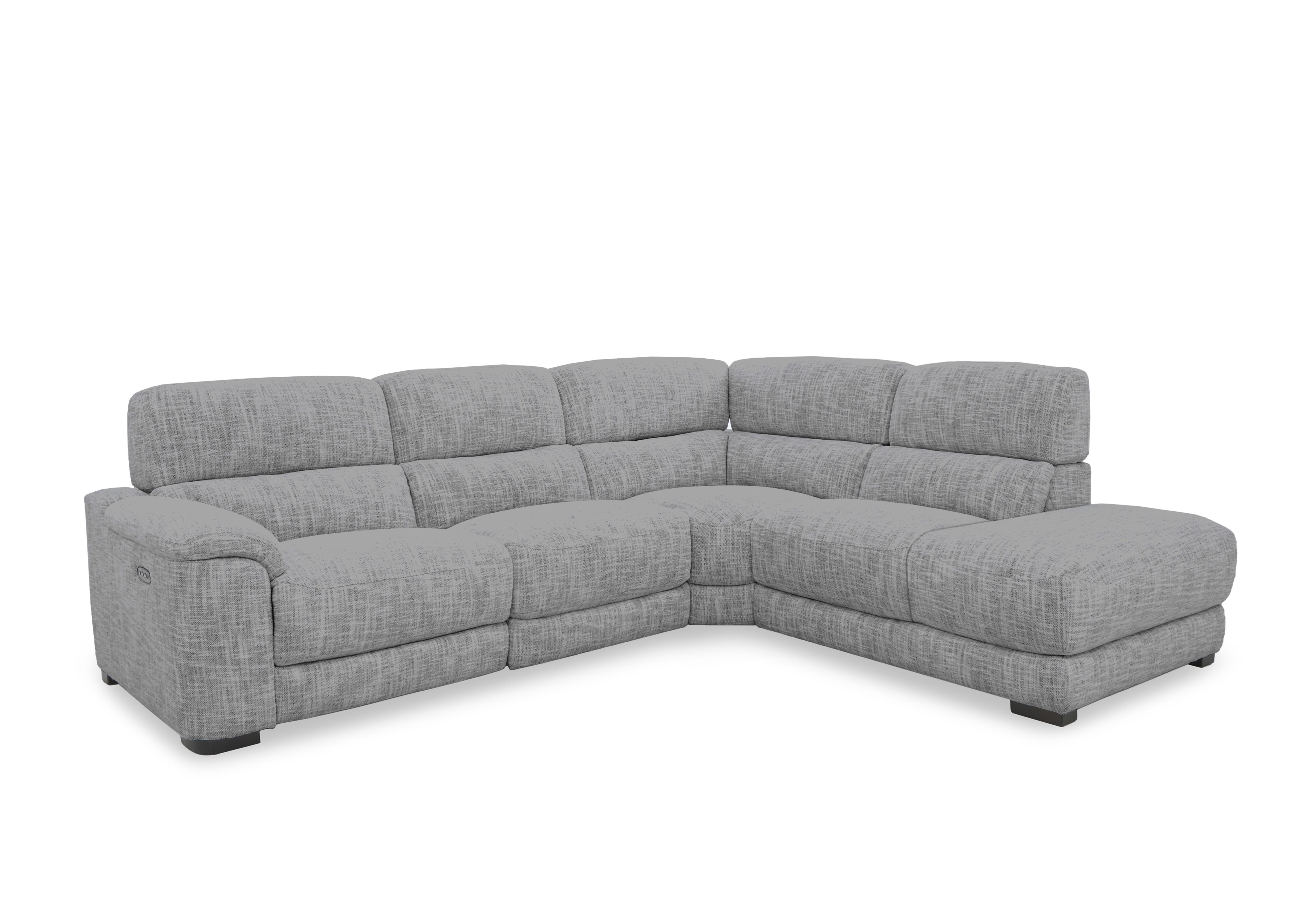 Nova Fabric Power Recliner Storage Chaise End Corner Sofa with Power Headrests in Fab-Mga-R09 Dove Grey on Furniture Village