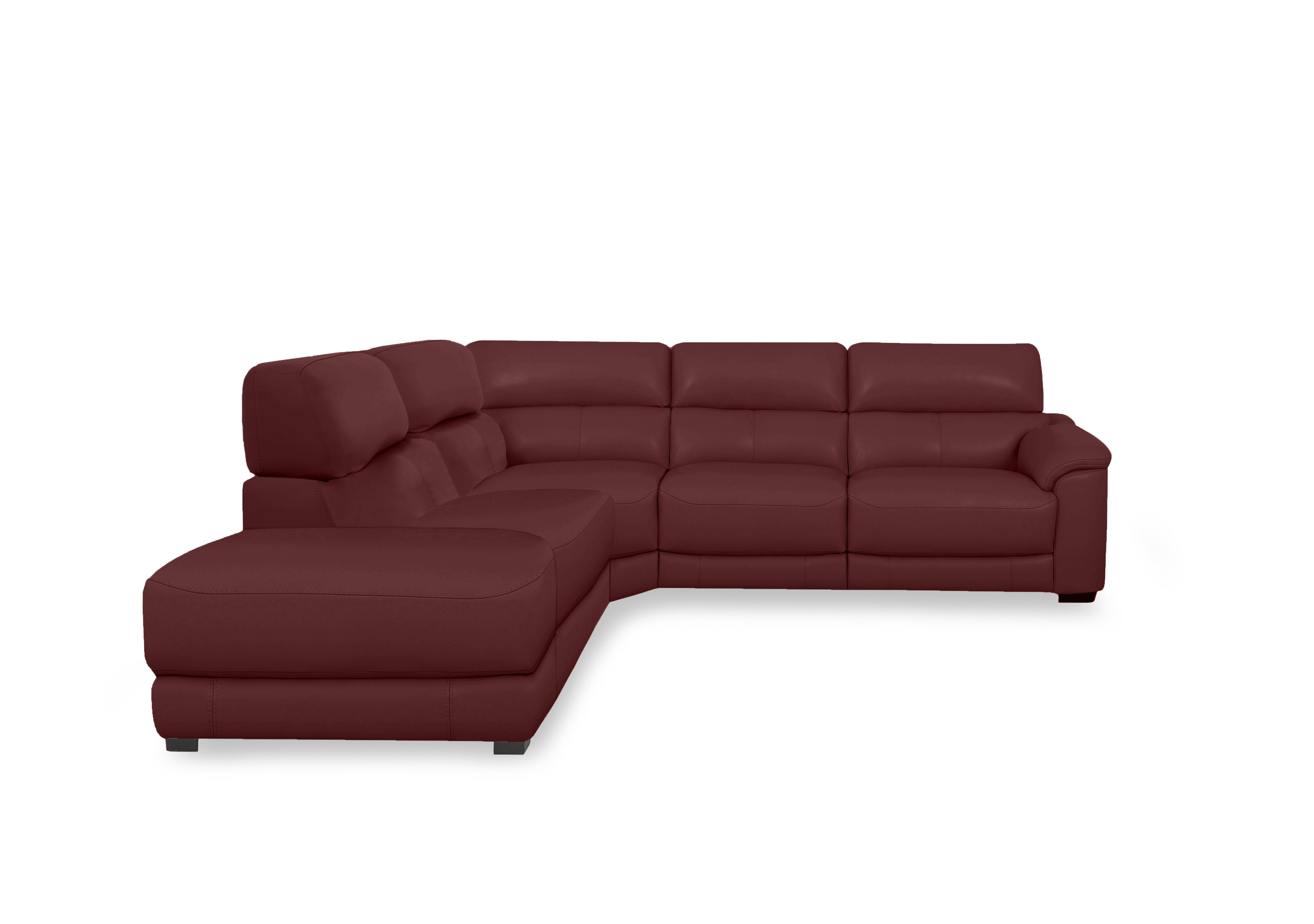 Nova Leather Power Recliner Storage Chaise End Corner Sofa with Power Headrests in Bv-035c Deep Red on Furniture Village