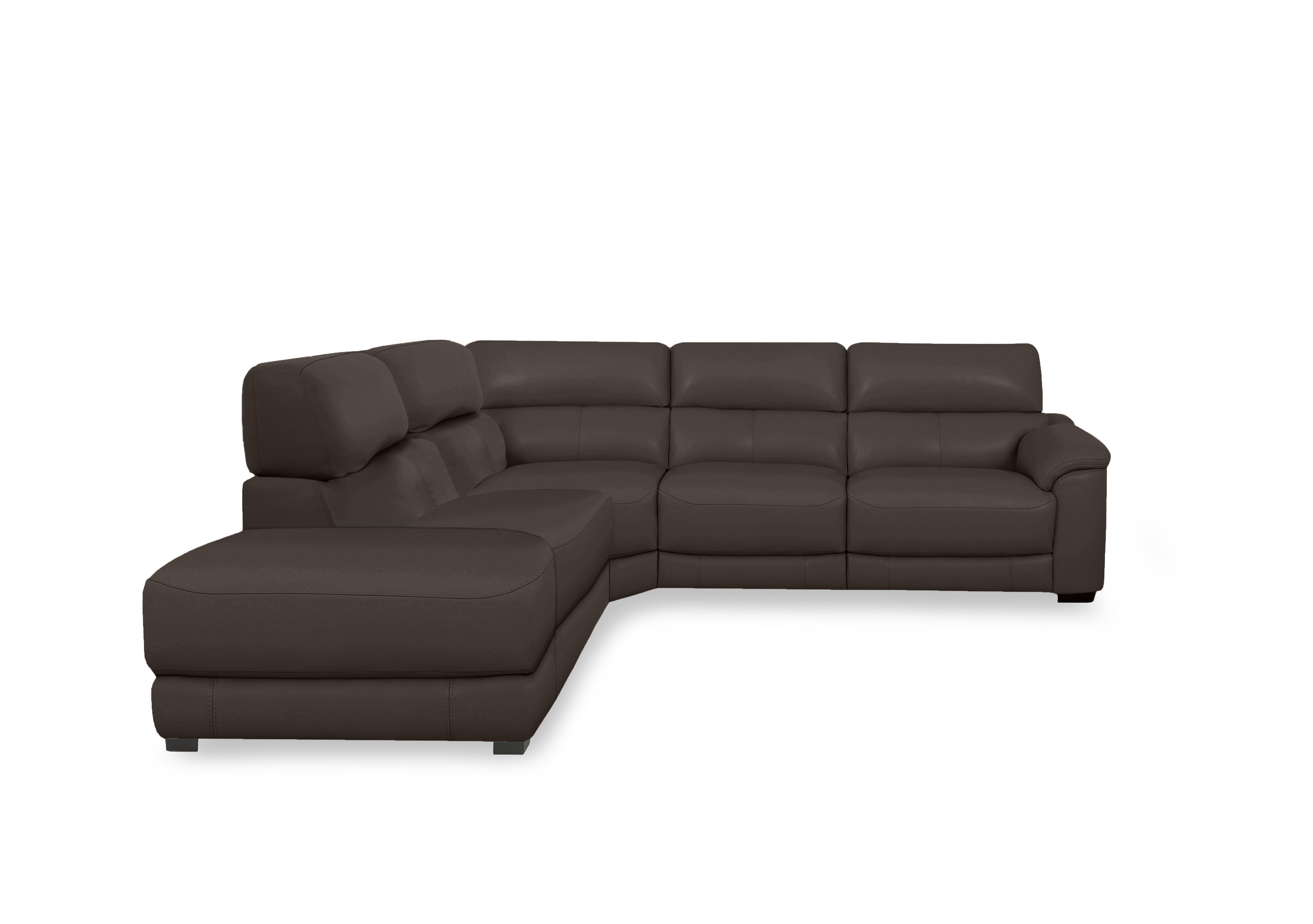Nova Leather Power Recliner Storage Chaise End Corner Sofa with Power Headrests in Bv-1748 Dark Chocolate on Furniture Village