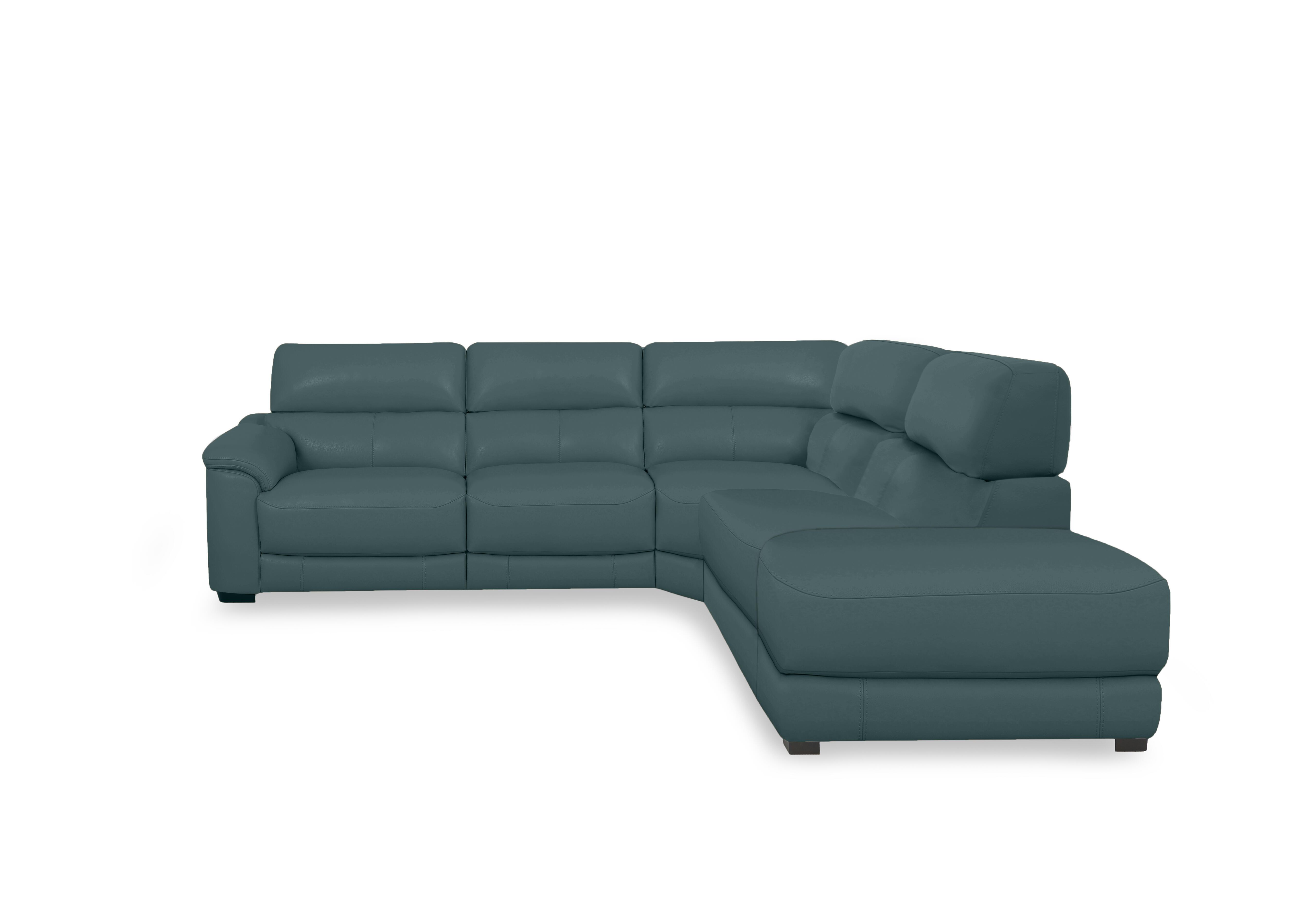Nova Leather Power Recliner Storage Chaise End Corner Sofa with Power Headrests in Bv-301e Lake Green on Furniture Village