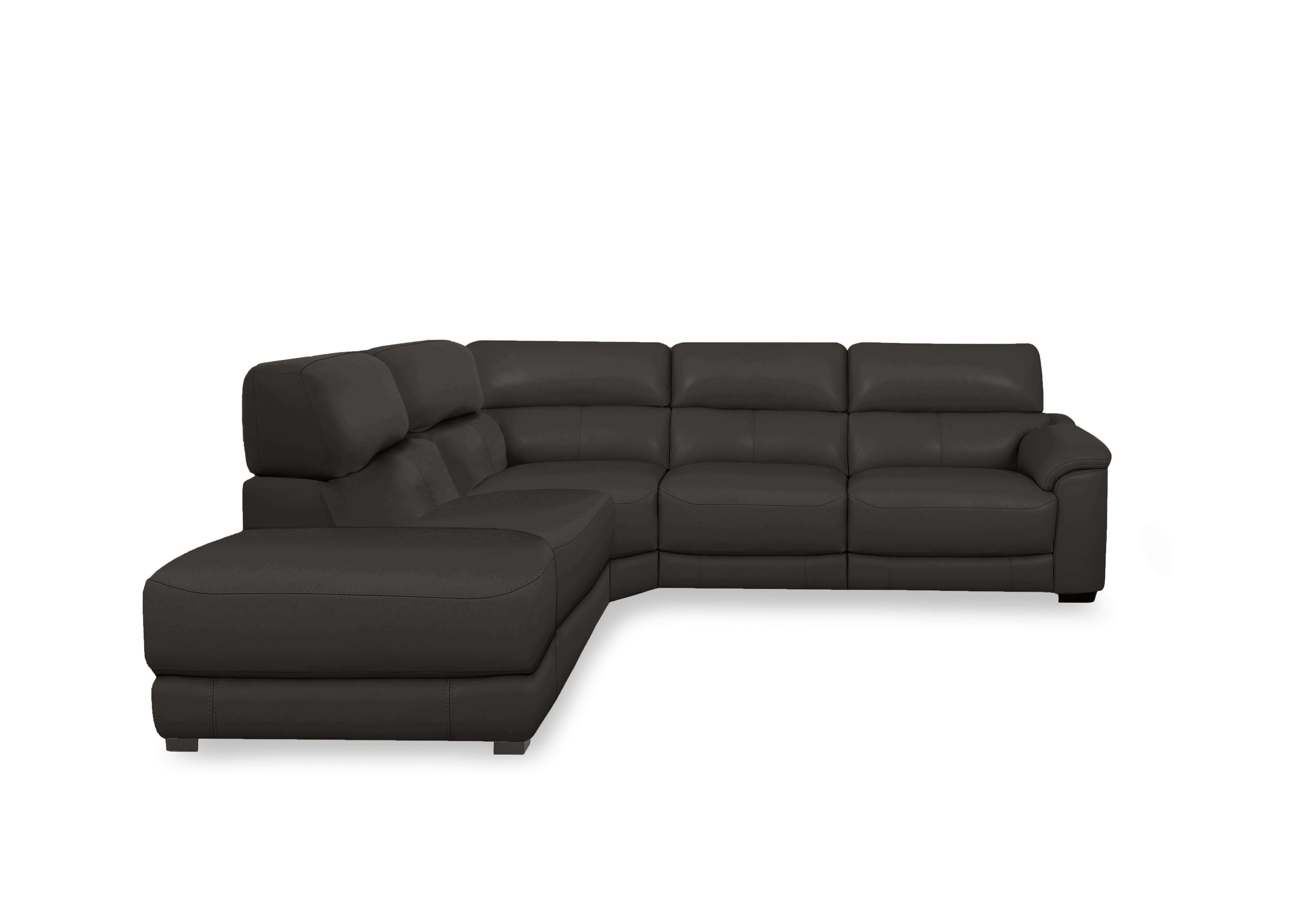 Nova Leather Power Recliner Storage Chaise End Corner Sofa with Power Headrests in Bv-3500 Black on Furniture Village