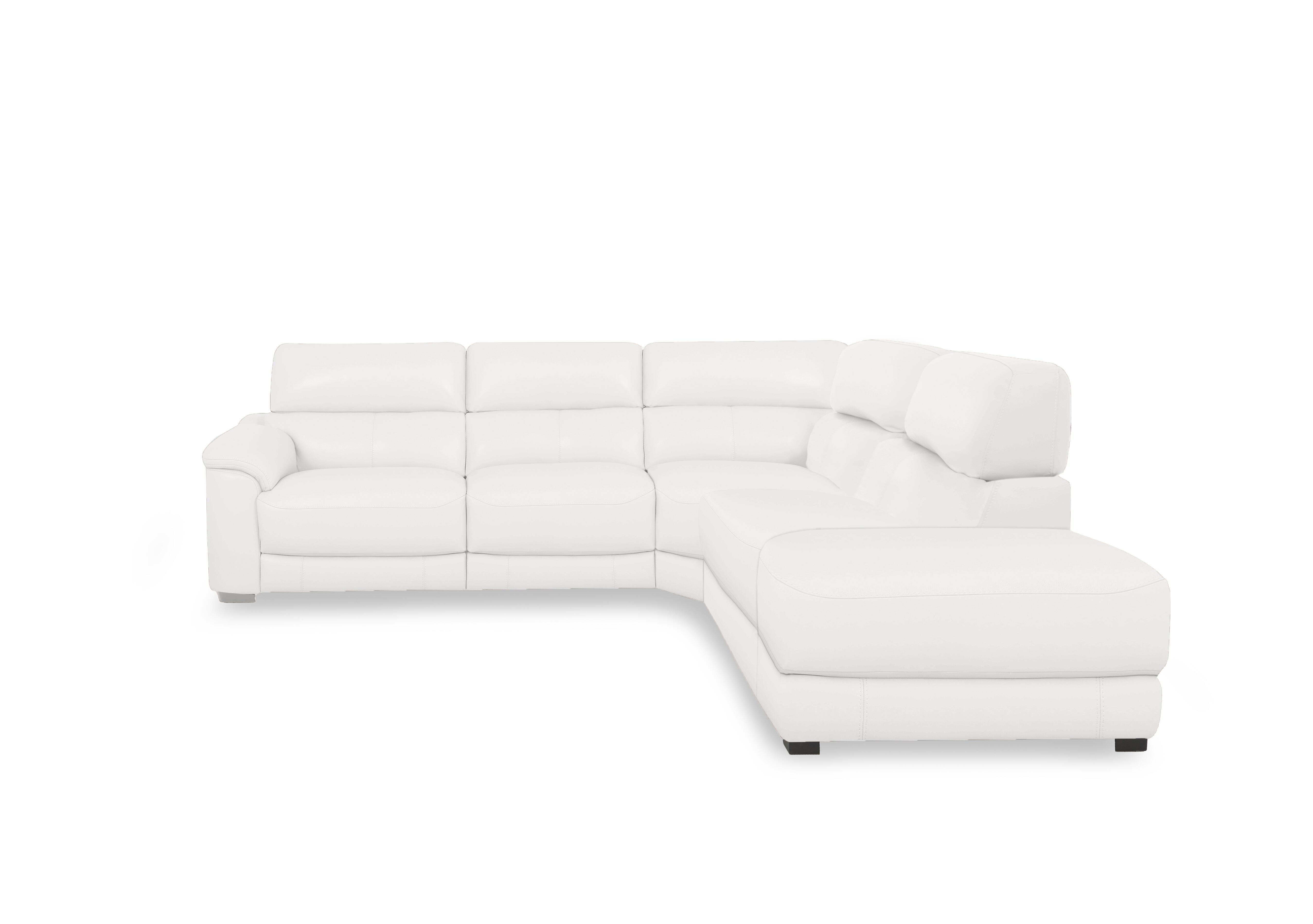 Nova Leather Power Recliner Storage Chaise End Corner Sofa with Power Headrests in Bv-744d Star White on Furniture Village