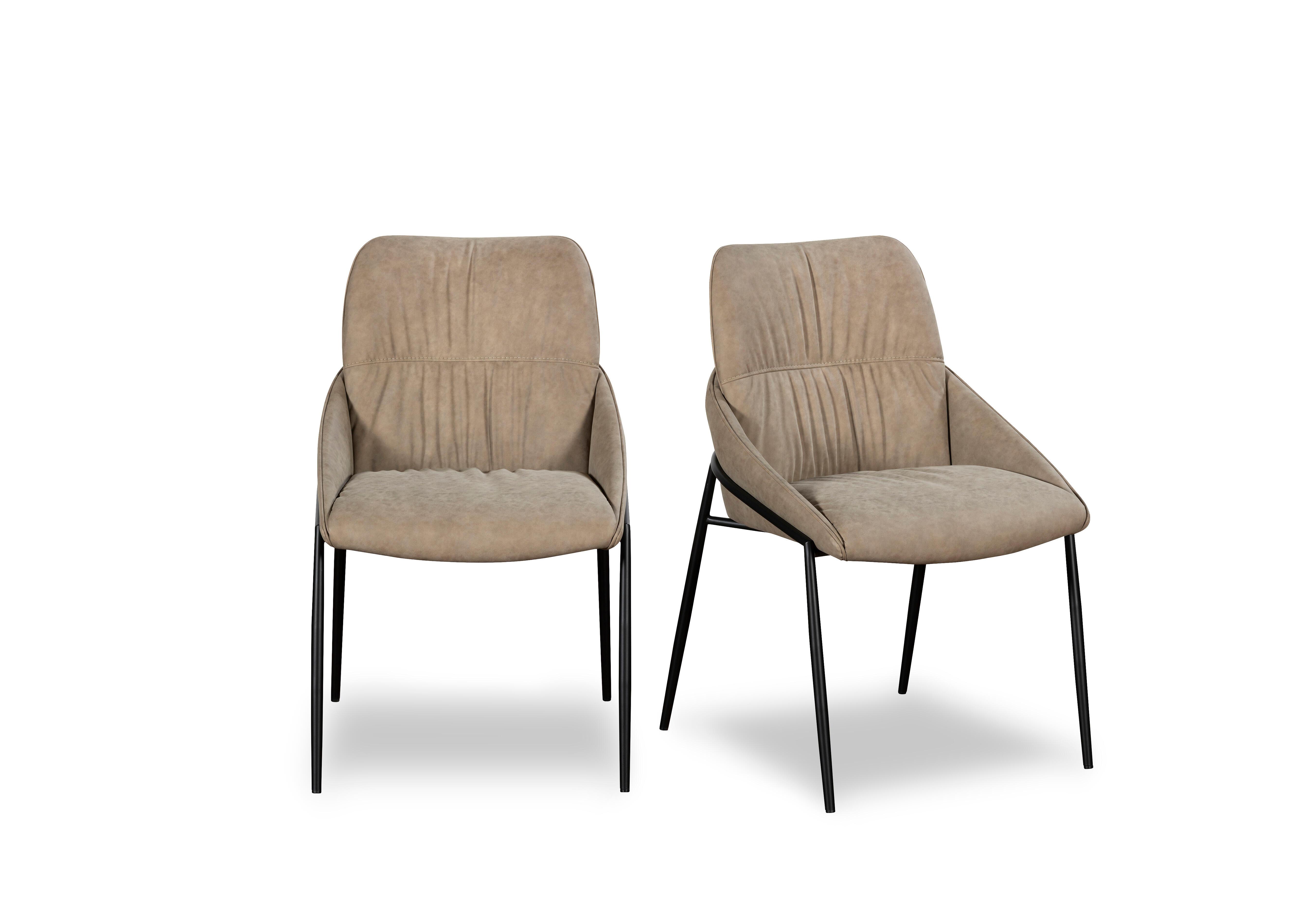 Pien Pair of Faux Leather Dining Chairs with Metal Legs in Taupe on Furniture Village
