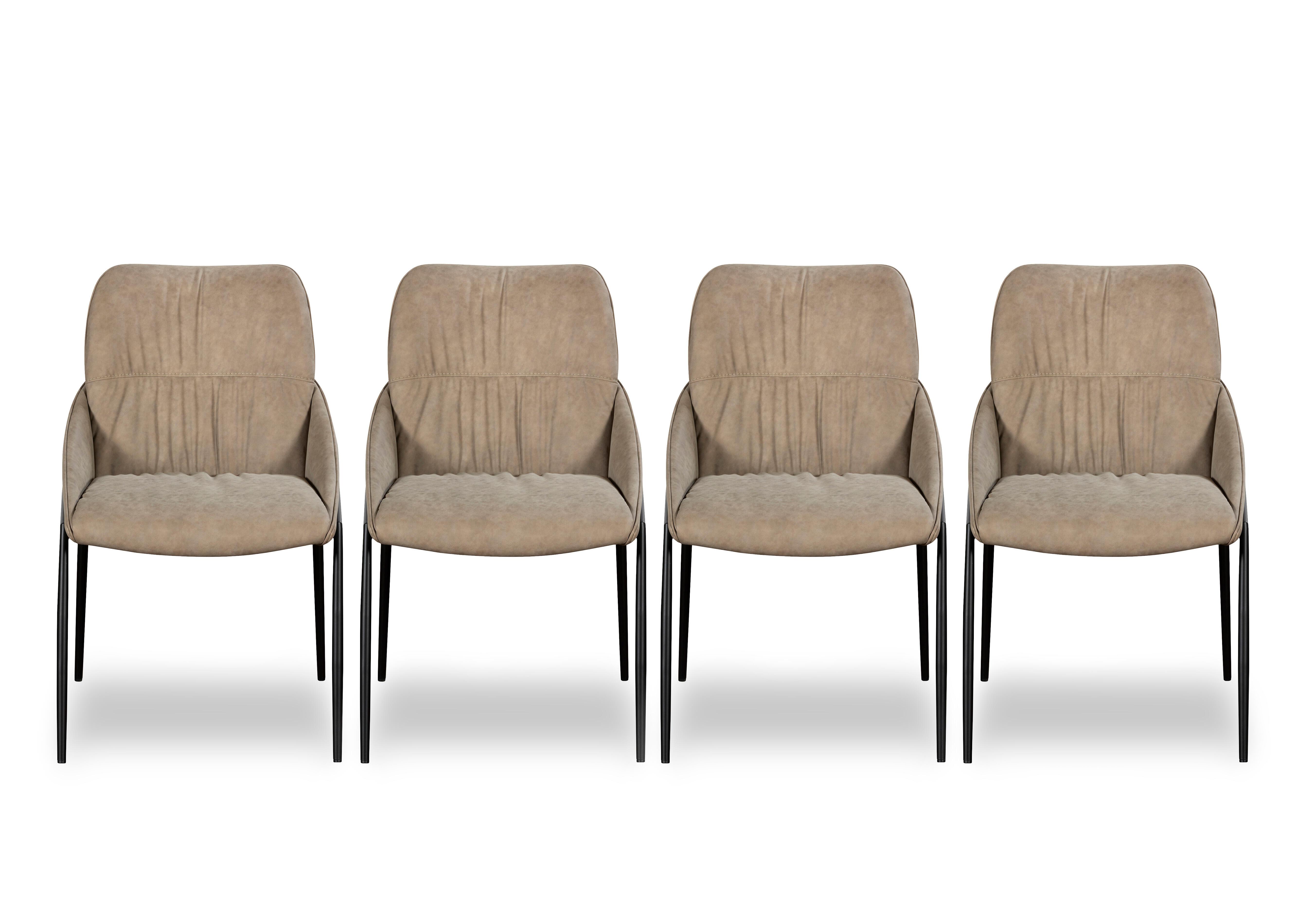 Pien Set of 4 Faux Leather Dining Chairs with Metal Legs in Taupe on Furniture Village