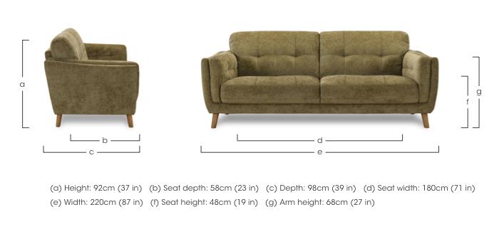 Soren 3 Seater 2 Cushion Fabric Sofa in  on Furniture Village
