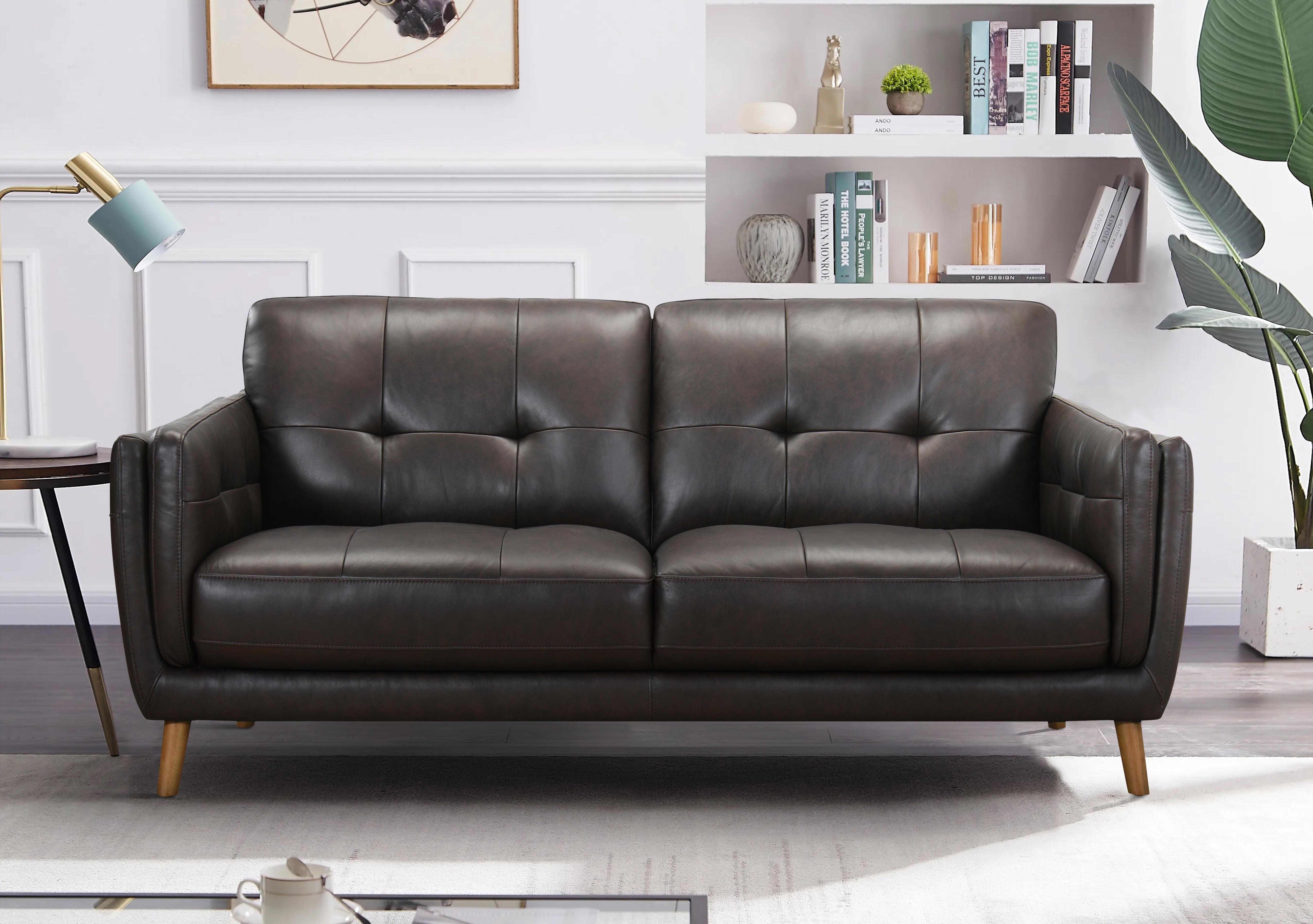 Soren 3 Seater 2 Cushion Leather Sofa in  on Furniture Village