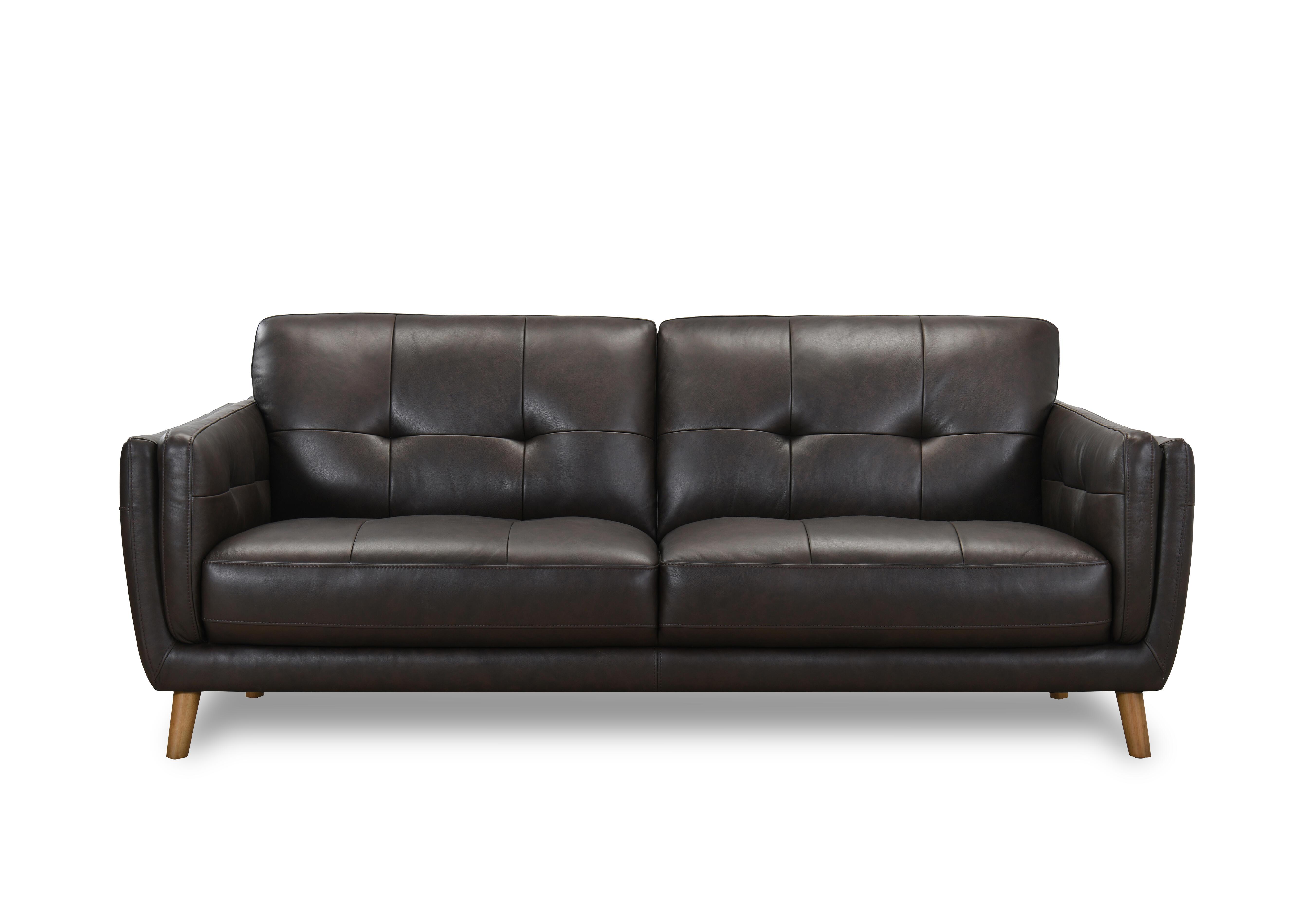 Soren 3 Seater 2 Cushion Leather Sofa in Americano H6314 on Furniture Village