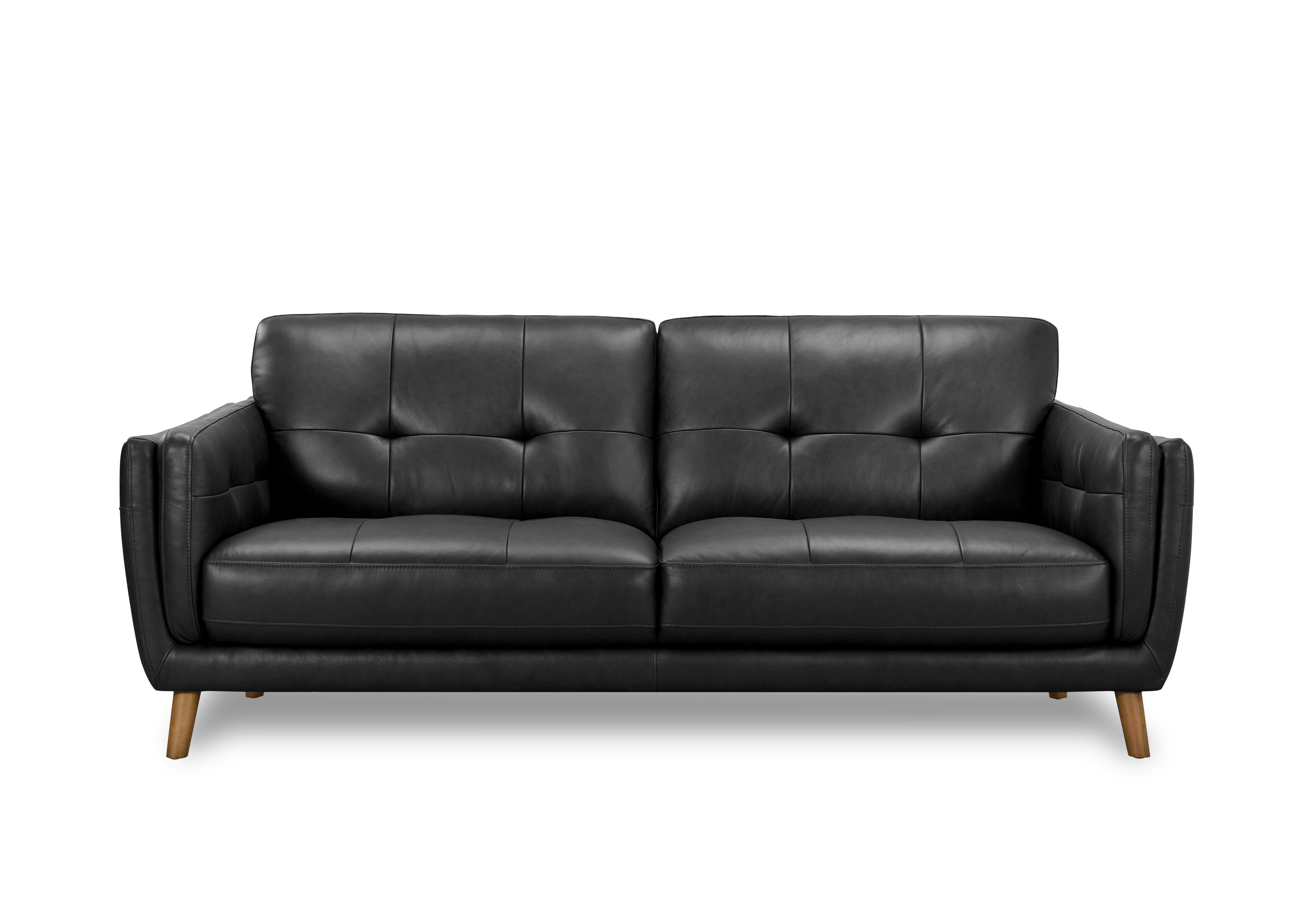 Soren 3 Seater 2 Cushion Leather Sofa in Gunmetal H6312 on Furniture Village