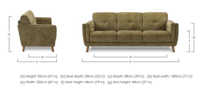 Soren 3 Seater 3 Cushion Fabric Sofa in  on Furniture Village