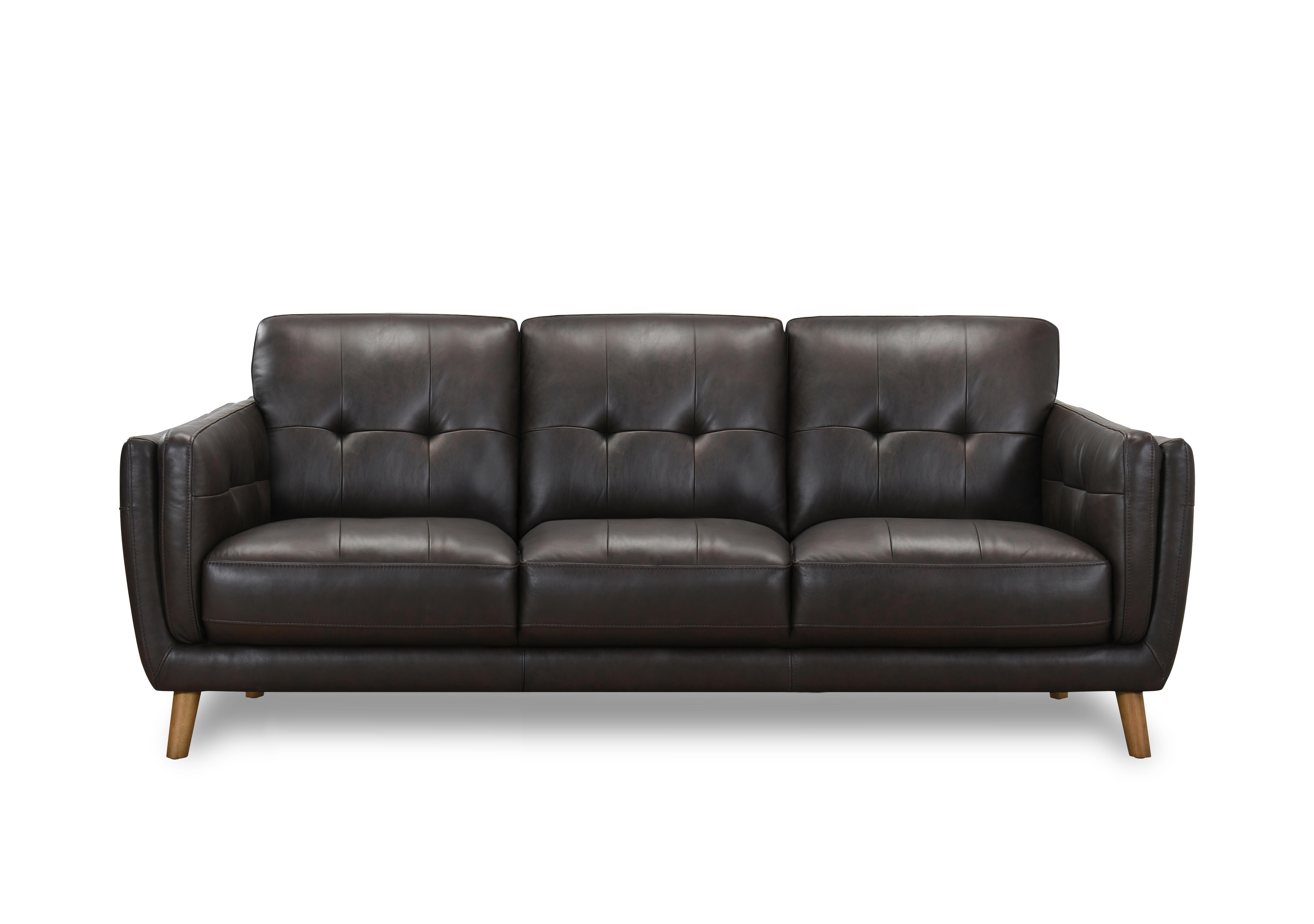 Soren 3 Seater 3 Cushion Leather Sofa in Americano H6314 on Furniture Village