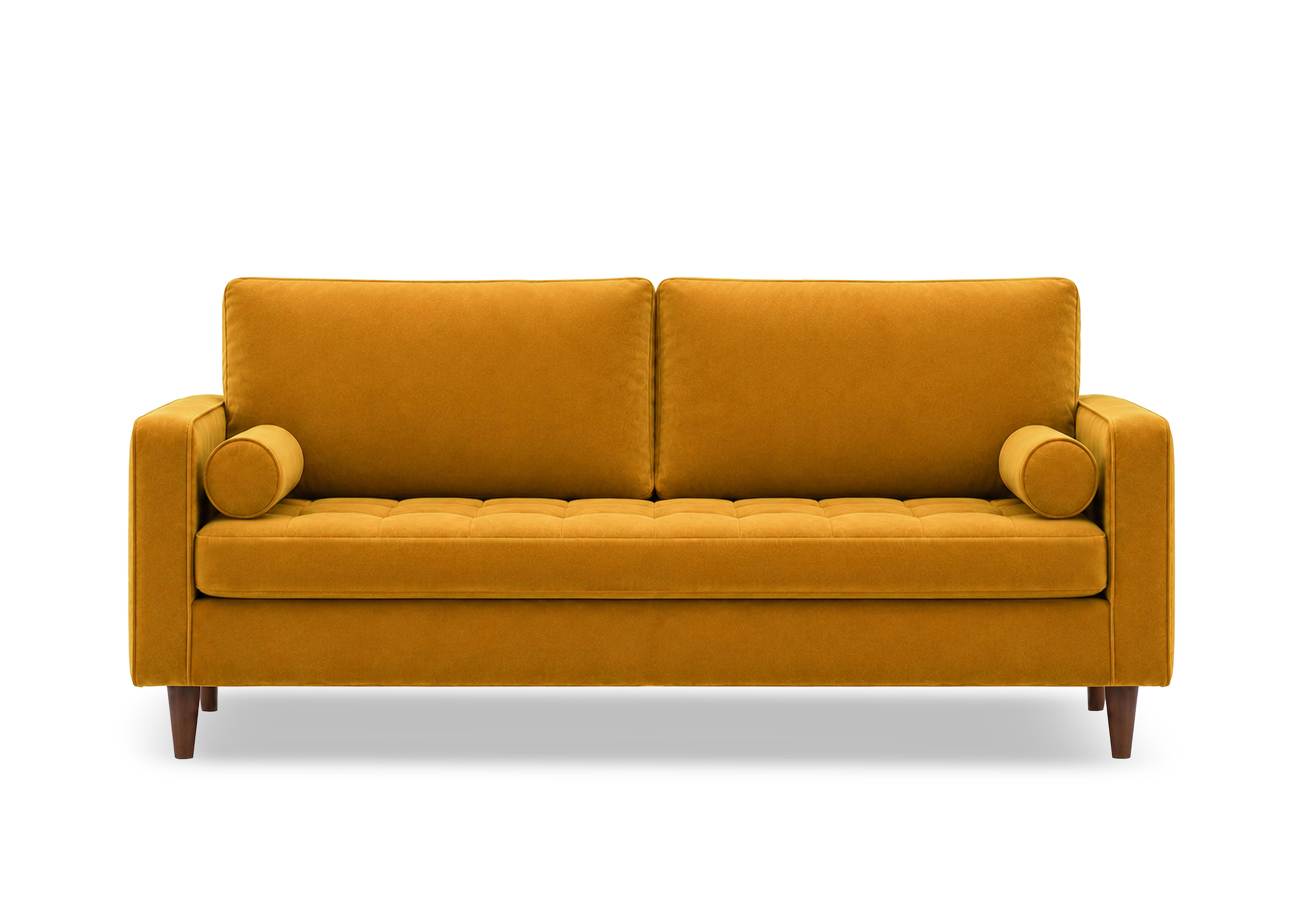 Sullivan 3 Seater Fabric Sofa in Tiffany Mustard Dk Ft on Furniture Village