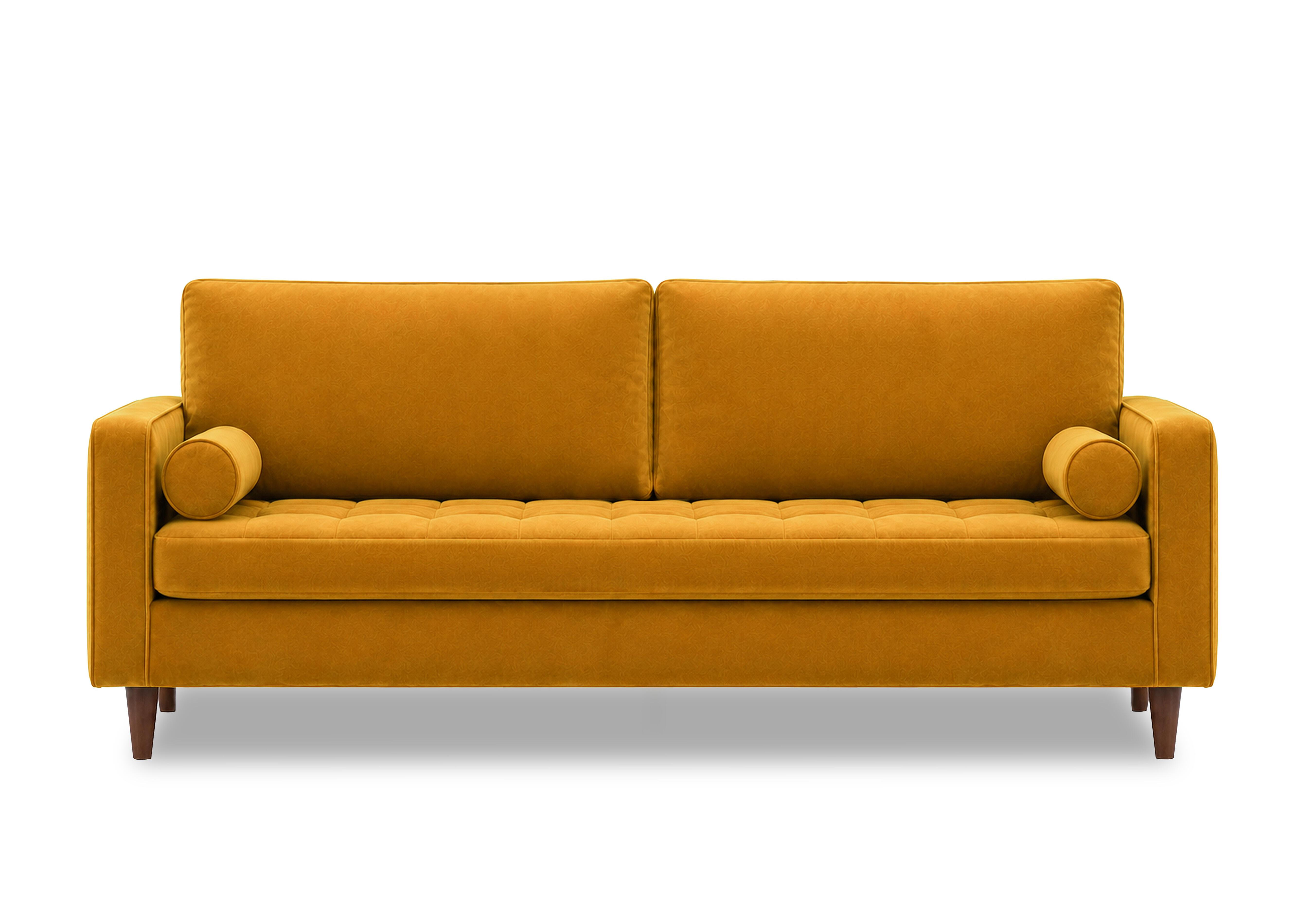 Sullivan 4 Seater Fabric Sofa in Tiffany Mustard Dk Ft on Furniture Village