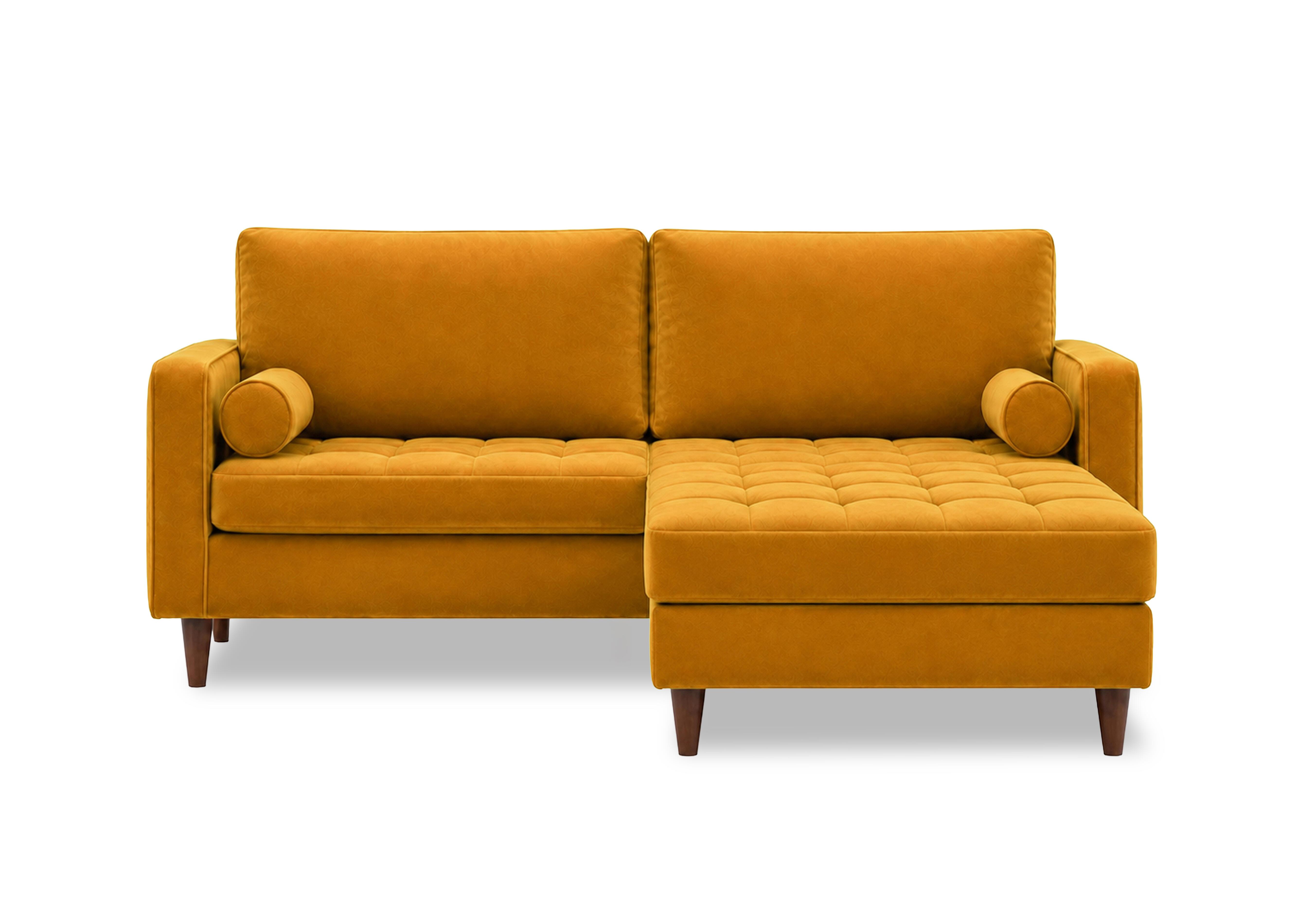 Sullivan 3 Seater Fabric Sofa with Reversible Chaise End in Tiffany Mustard Dk Ft on Furniture Village