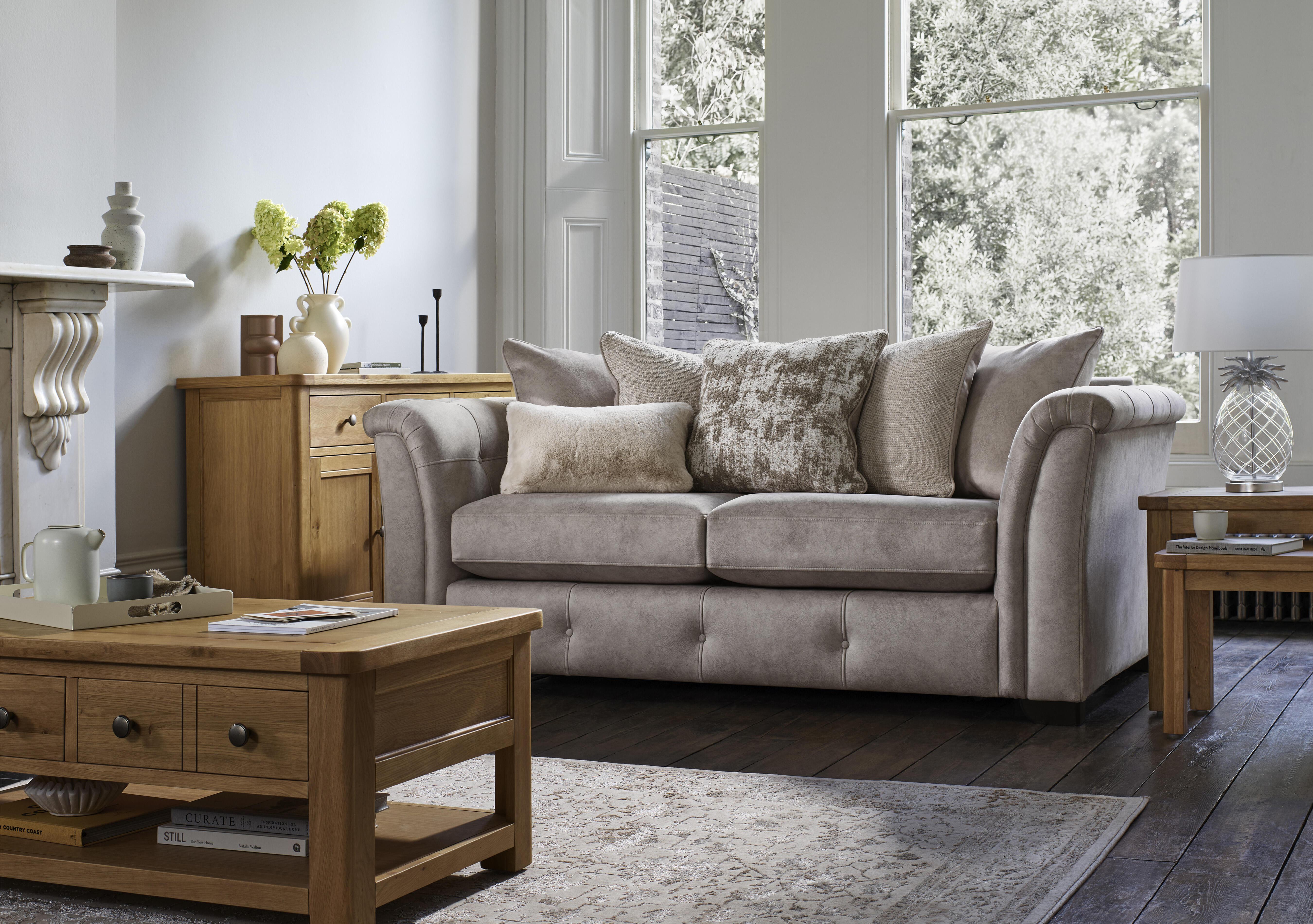 Aura 3 Seater Fabric Scatter Back Sofa Bed in  on Furniture Village