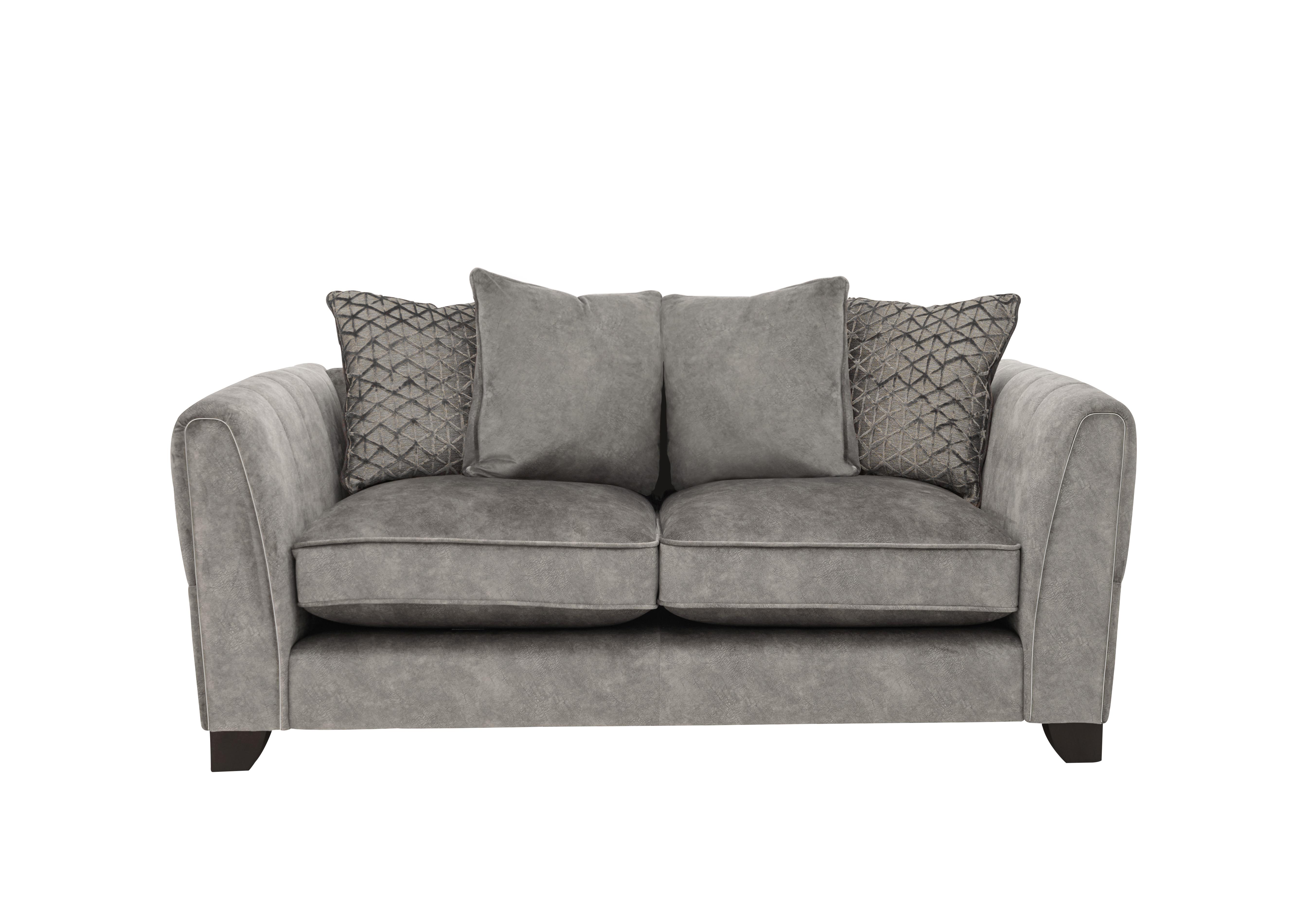Mariah 2 Seater Fabric Scatter Back Sofa Bed in Dapple Silver-Tri Chrome on Furniture Village