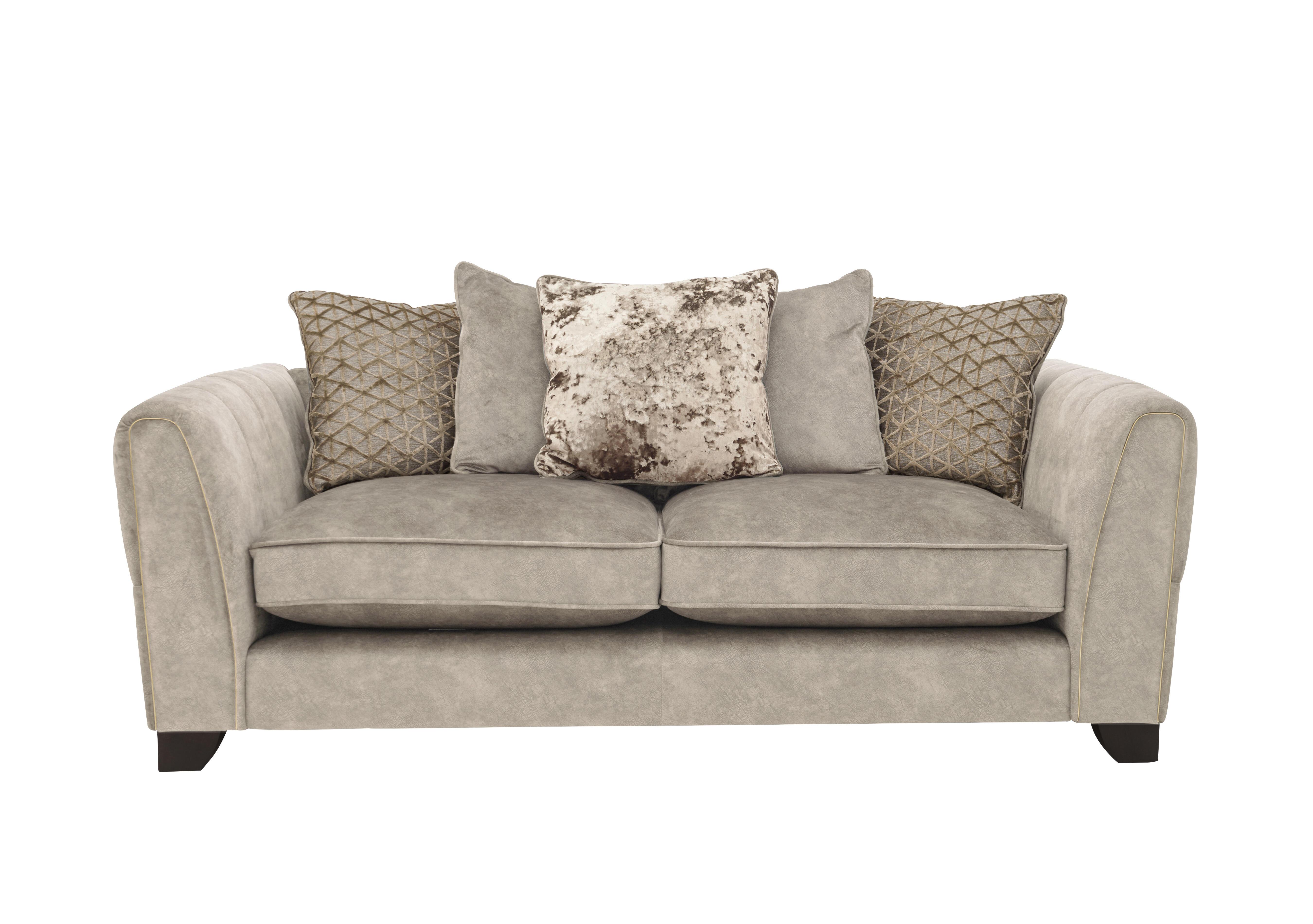 Mariah 3 Seater Fabric Scatter Back Sofa Bed in Dapple Cream-Tri Brass Insert on Furniture Village