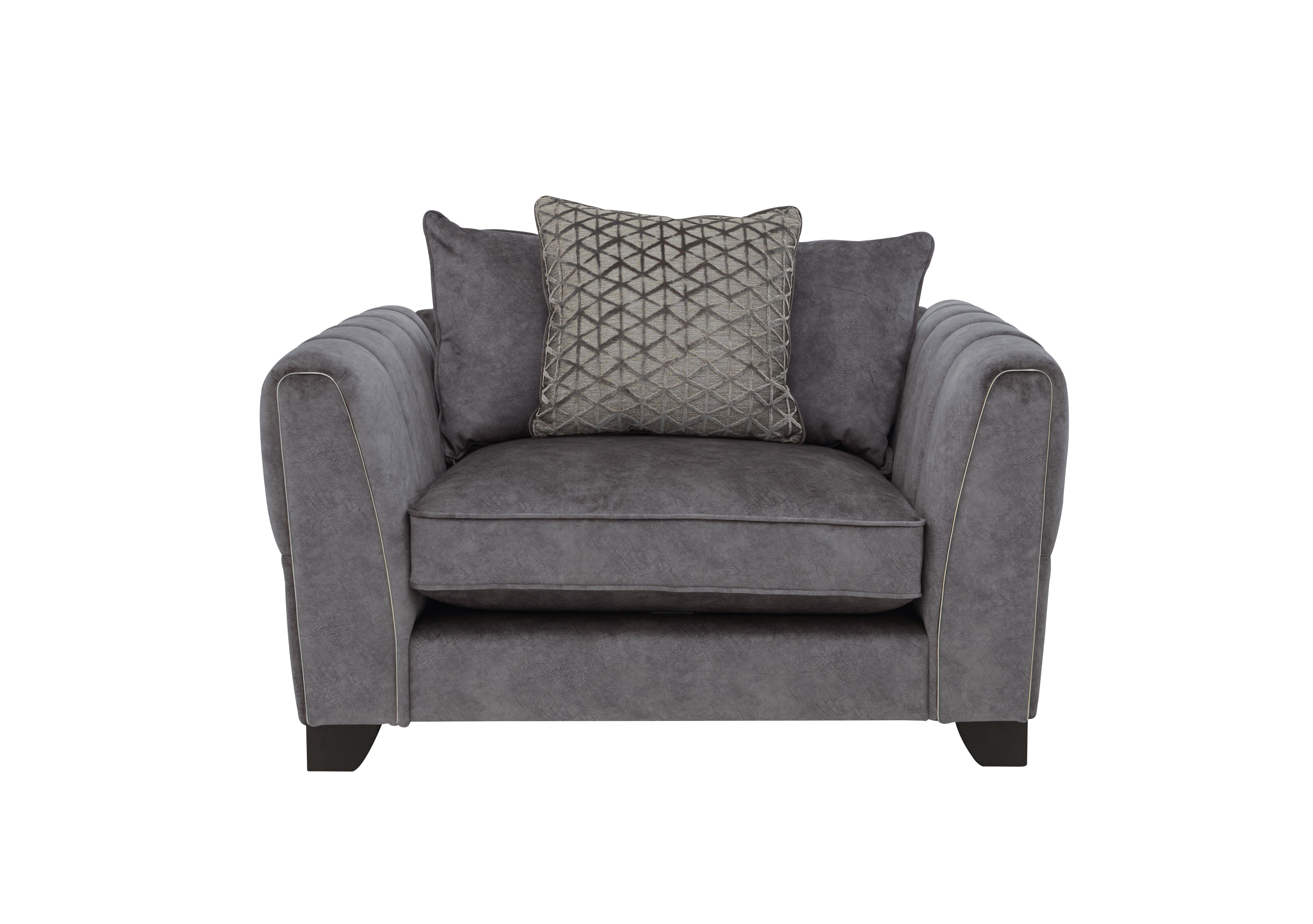 Mariah Fabric Scatter Back Chair Sofa Bed in Dapple Moleskin-Tri Chrome on Furniture Village