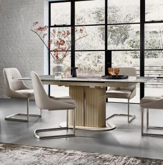 Avorio Small Pop-Up Extending Dining Table and 4 Dining Chairs