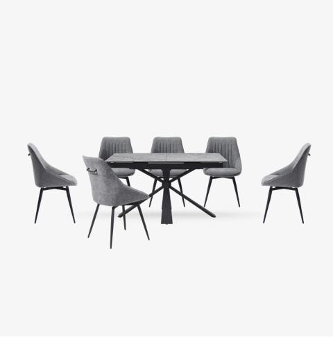 Crete Small Extending Dining Table and 6 Swivel Dining Chairs