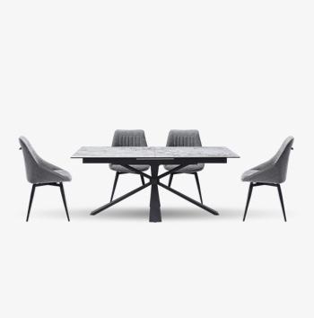 Crete Large Extending Dining Table and 4 Swivel Dining Chairs