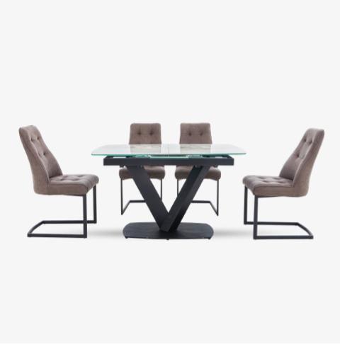Merlin Large Extending Dining Table with 4 Chairs Dining Set