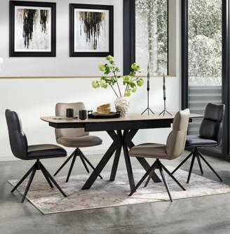 Quattro Extending Draw Leaf Table and 4 Swivel Dining Chairs