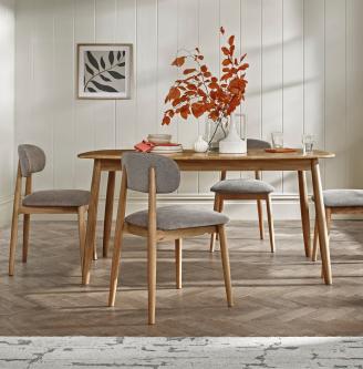 Stockholm Small Extending Dining Table and 4 Wooden Dining Chairs
